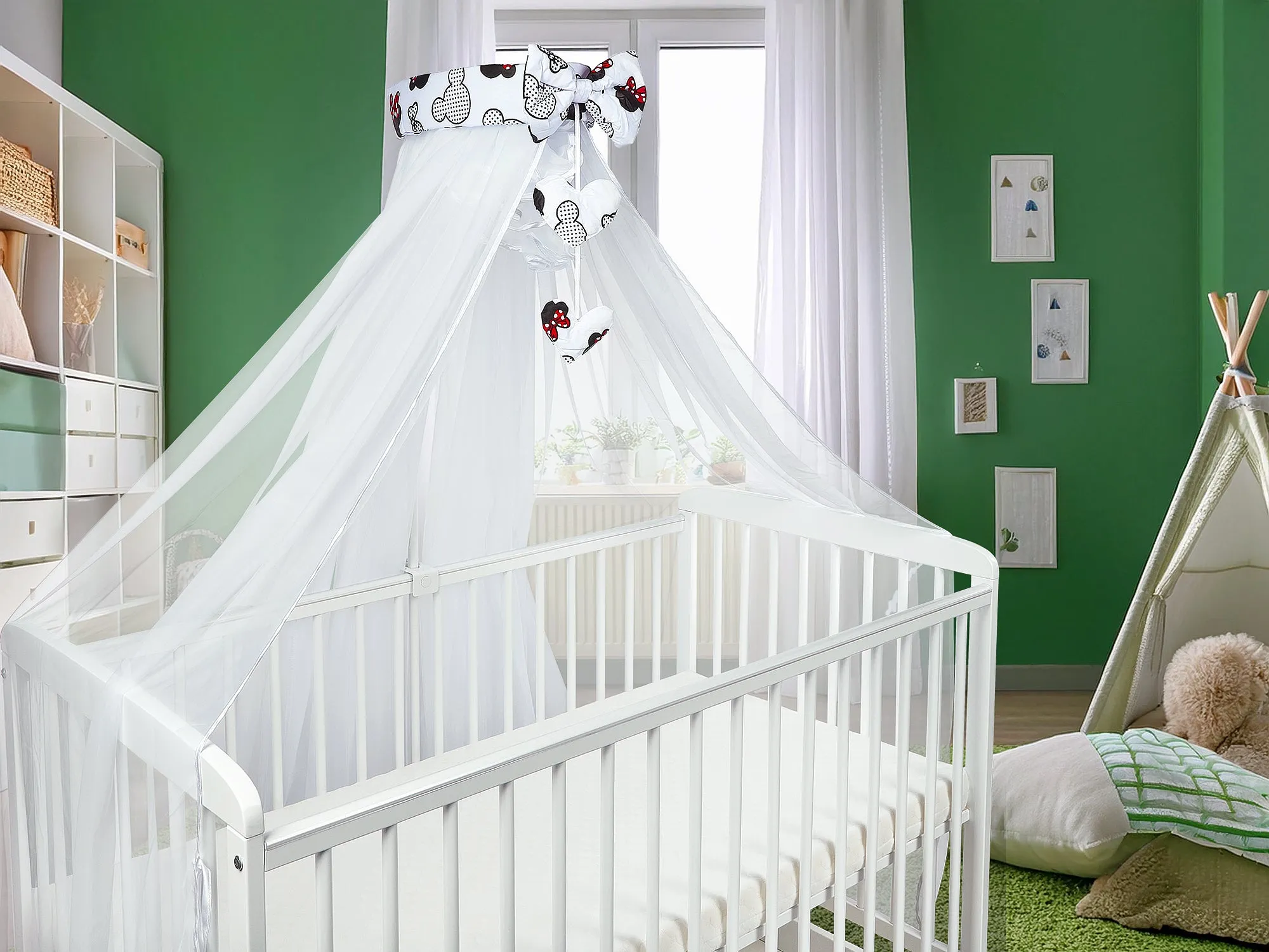 Canopy Holder Pole Bar Drape Mosquito Net with Ribbon COTBED/ COT Little Mouse