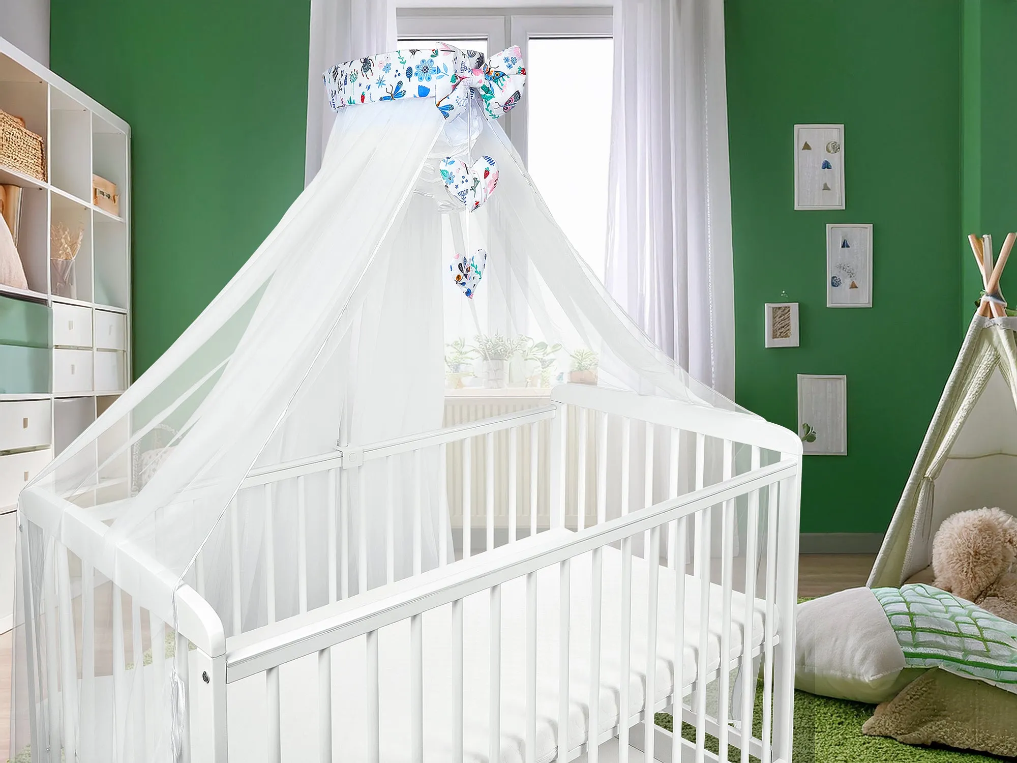 Canopy Holder Pole Bar Drape Mosquito Net with Ribbon COTBED/ COT On the Meadow
