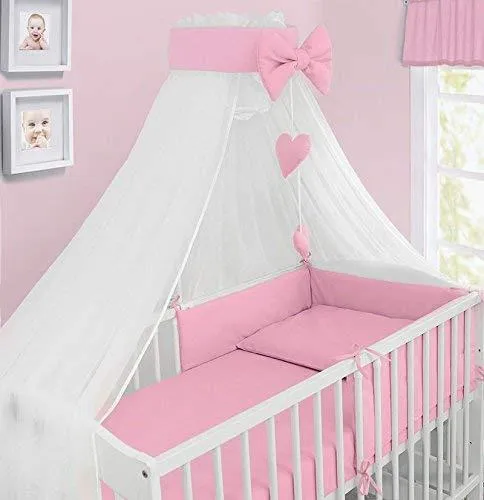 Canopy Holder Pole Bar Drape Mosquito Net with Ribbon COTBED/ COT Pink
