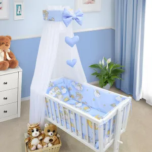 Canopy Holder Pole Bar Drape Mosquito Net With Ribbon Crib/Cradle Ladder Blue