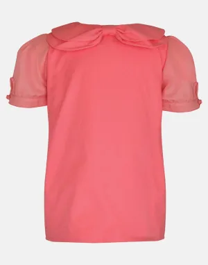 Charlotte: Coral ruched collar blouse