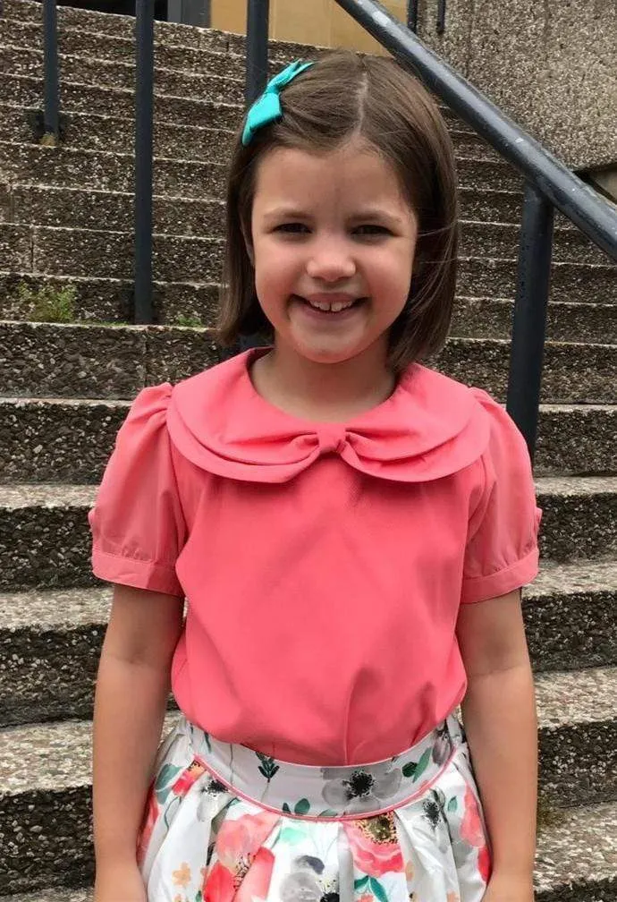 Charlotte: Coral ruched collar blouse
