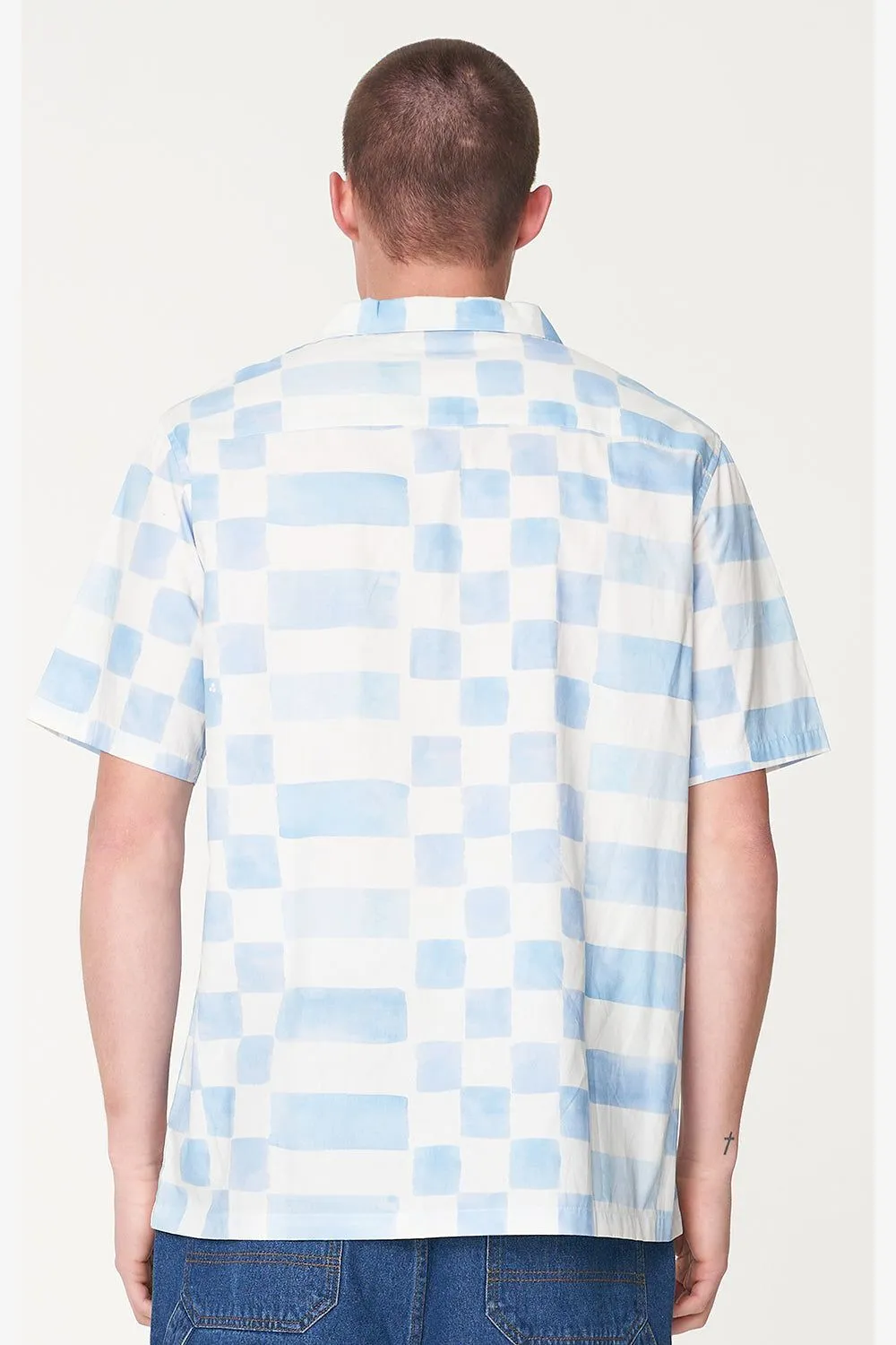 CHECKERS PARTY SHIRT - BLUE HAZE/CHALK