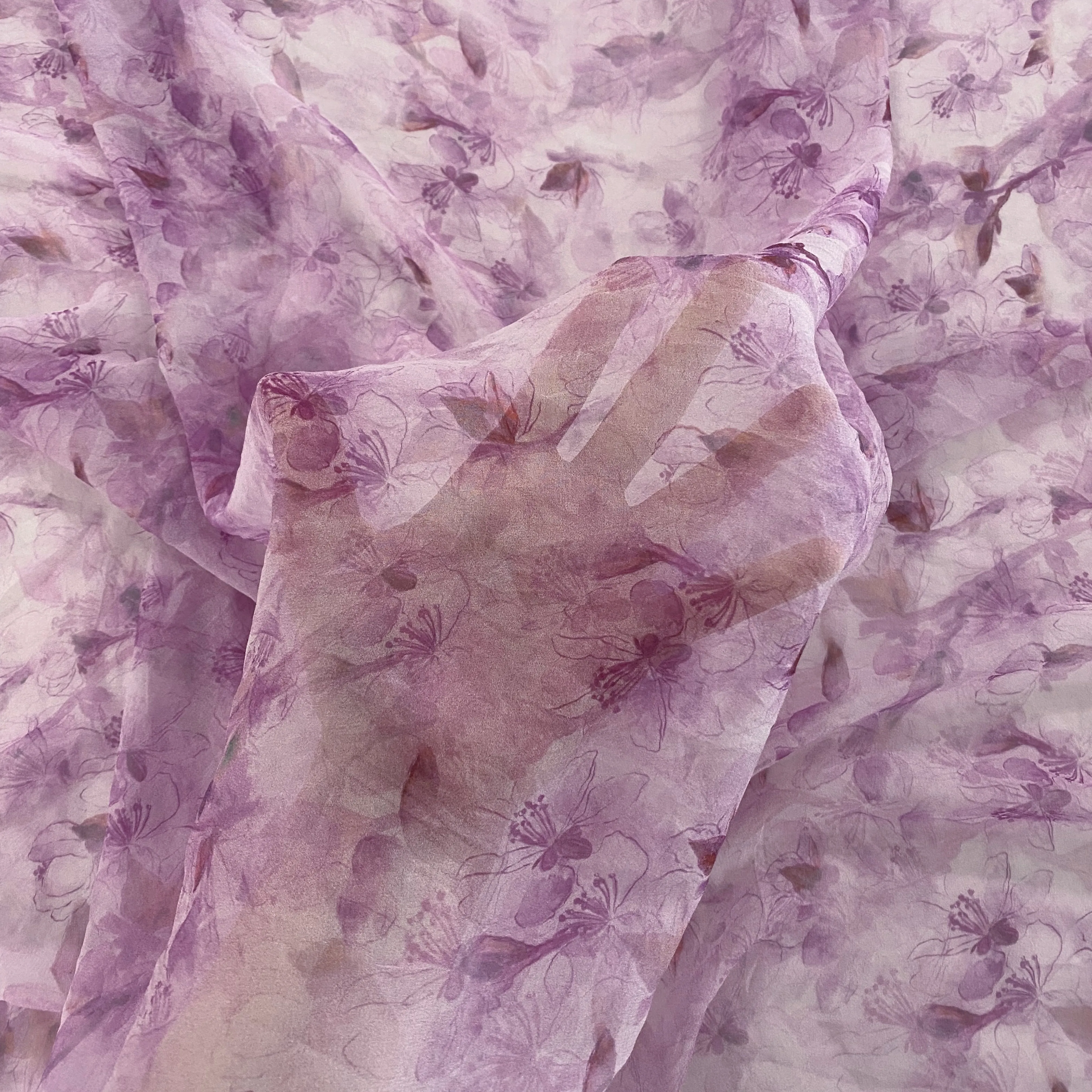 Cherry Blossom Sheer Silk Chiffon - Pastel Magenta