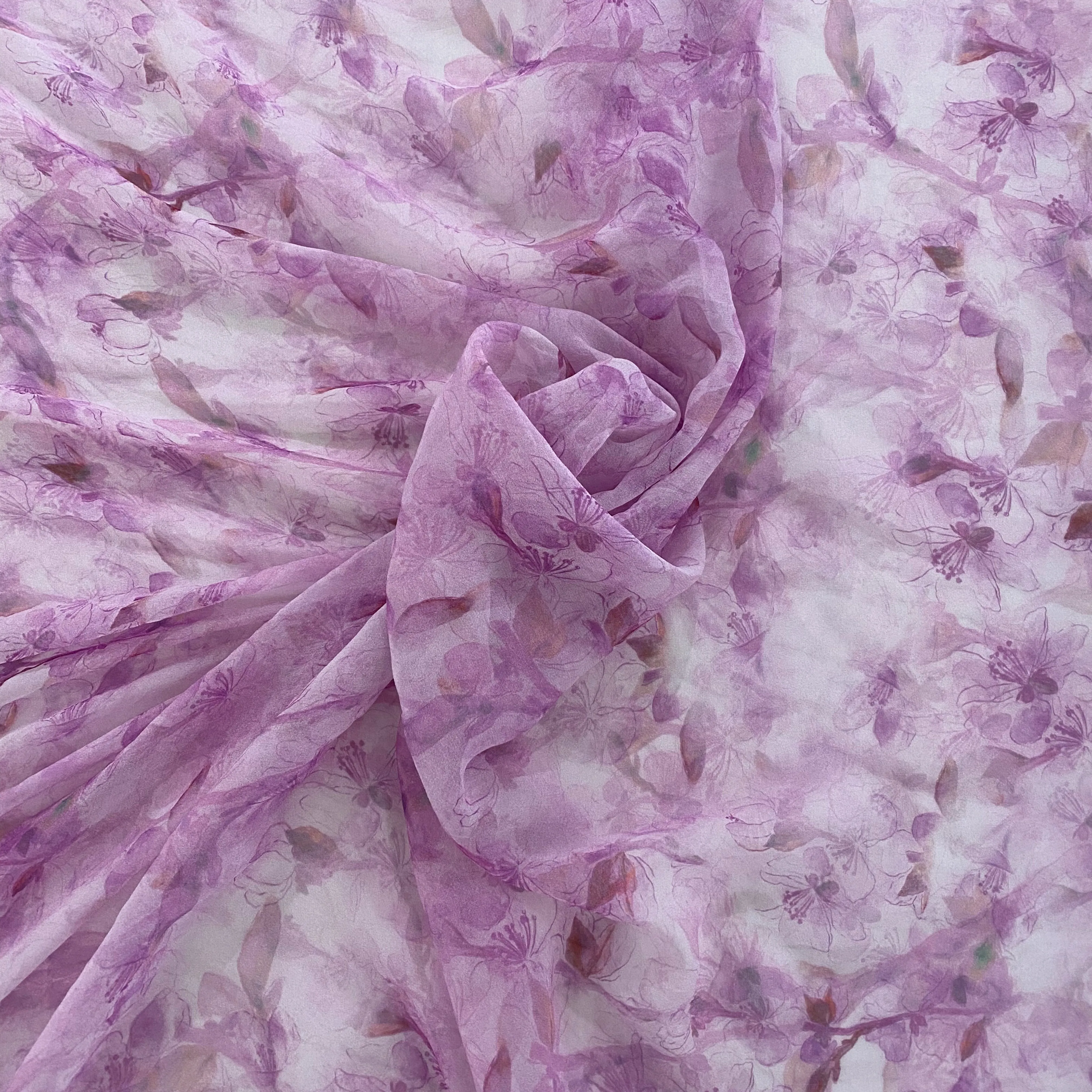 Cherry Blossom Sheer Silk Chiffon - Pastel Magenta