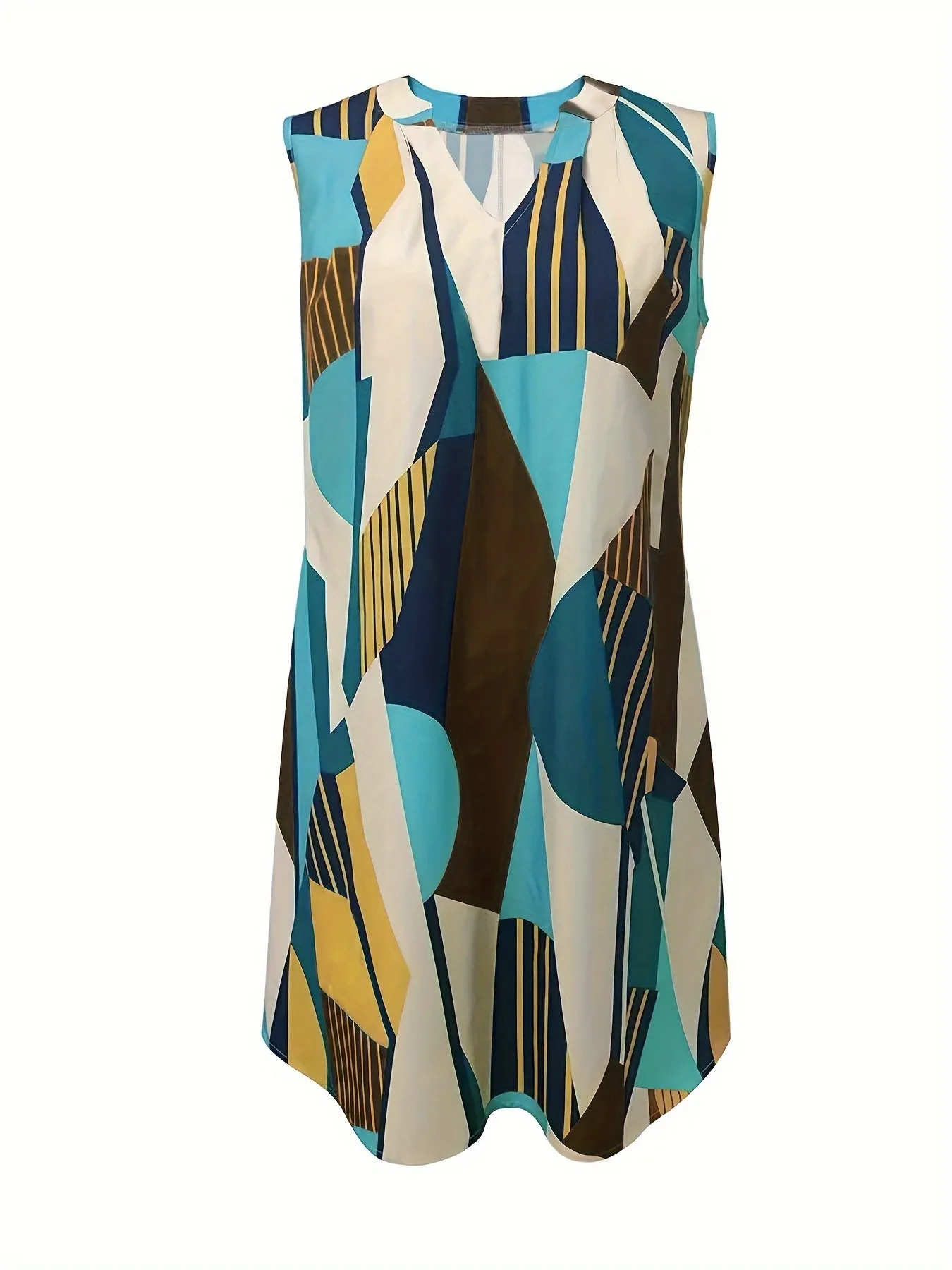 Chic Plus Size Colorblock Tank Dress - Easy-Breezy Sleeveless Style for Casual Summer Days