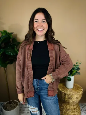 Chocolate Vintage Wash Cardigan
