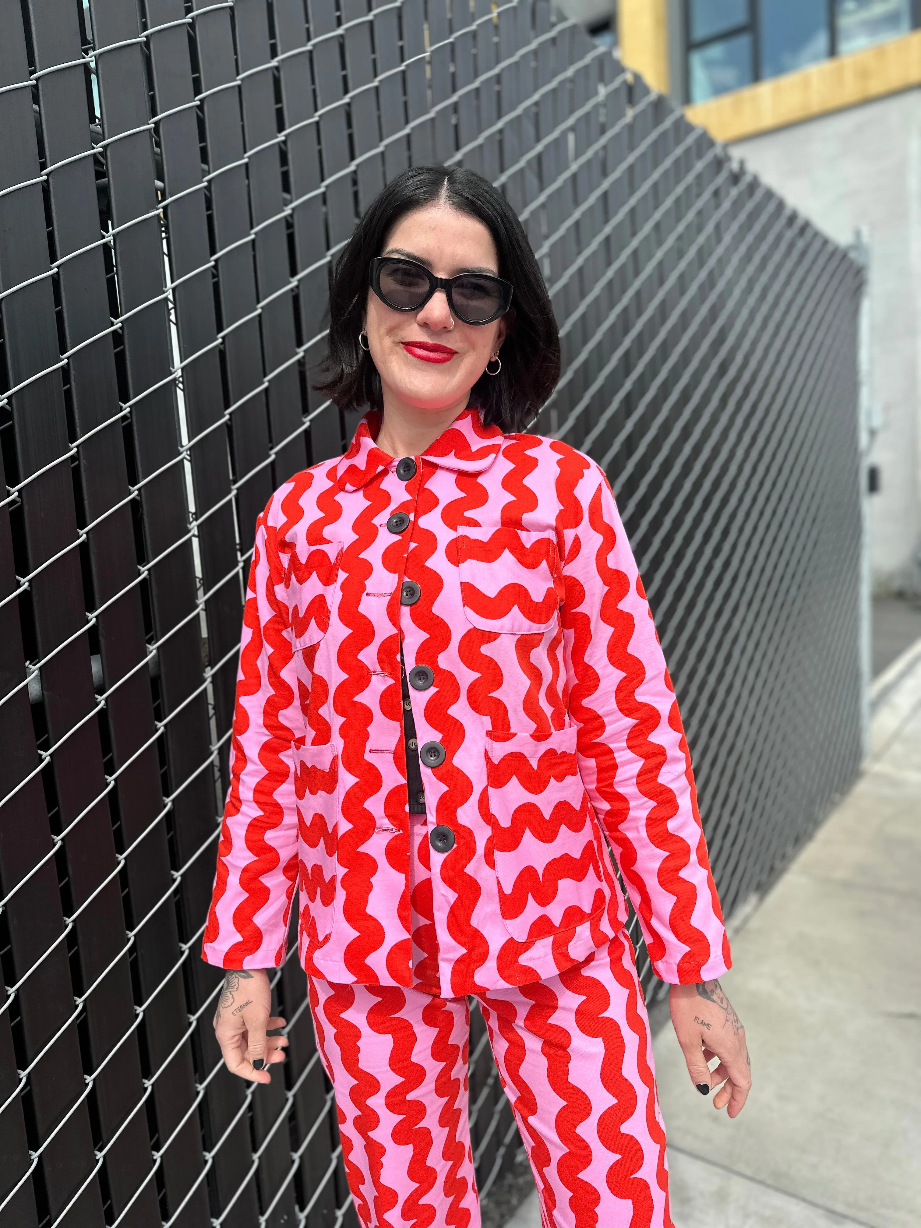 Chore Coat Pink Squiggle