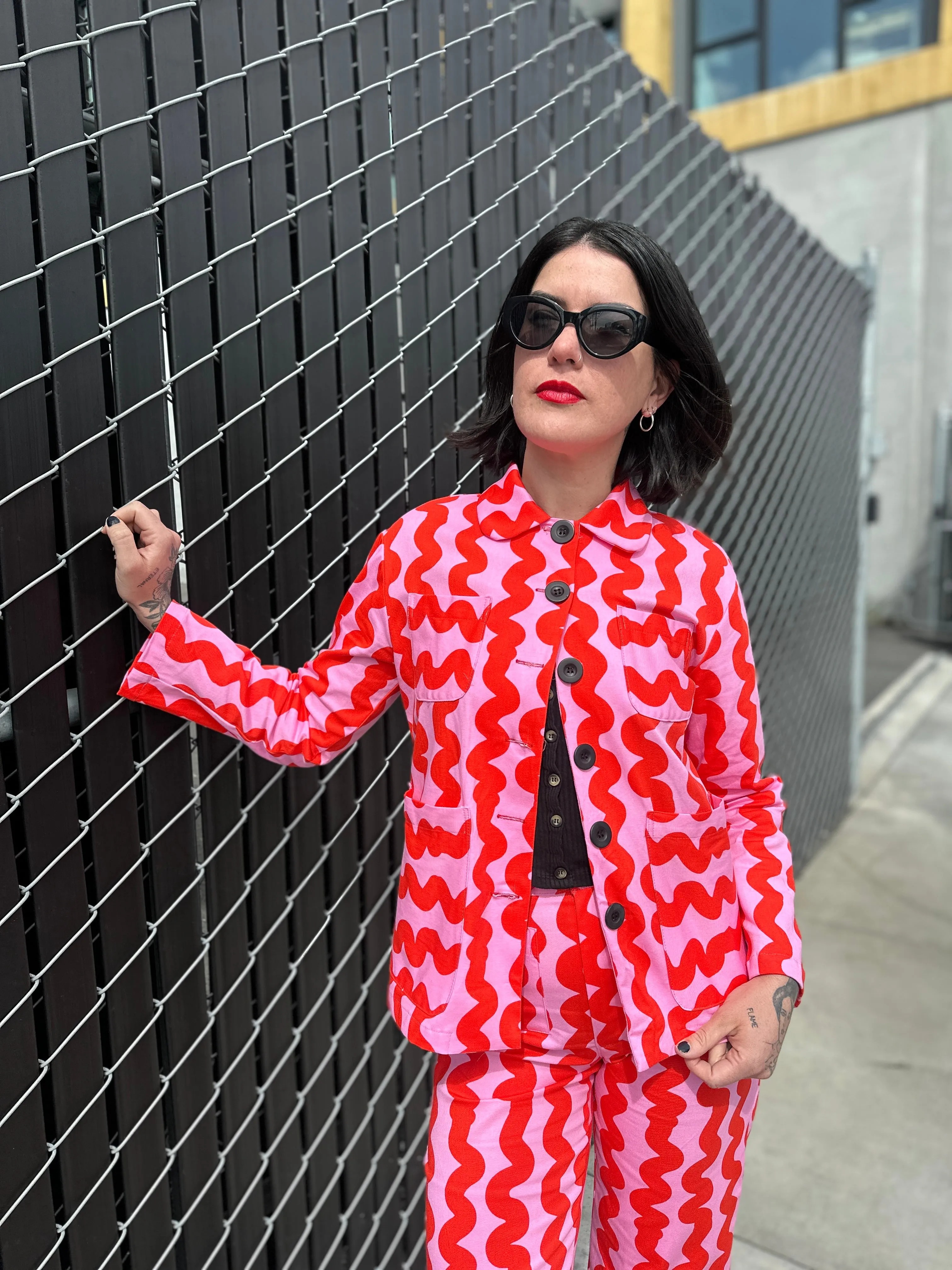 Chore Coat Pink Squiggle