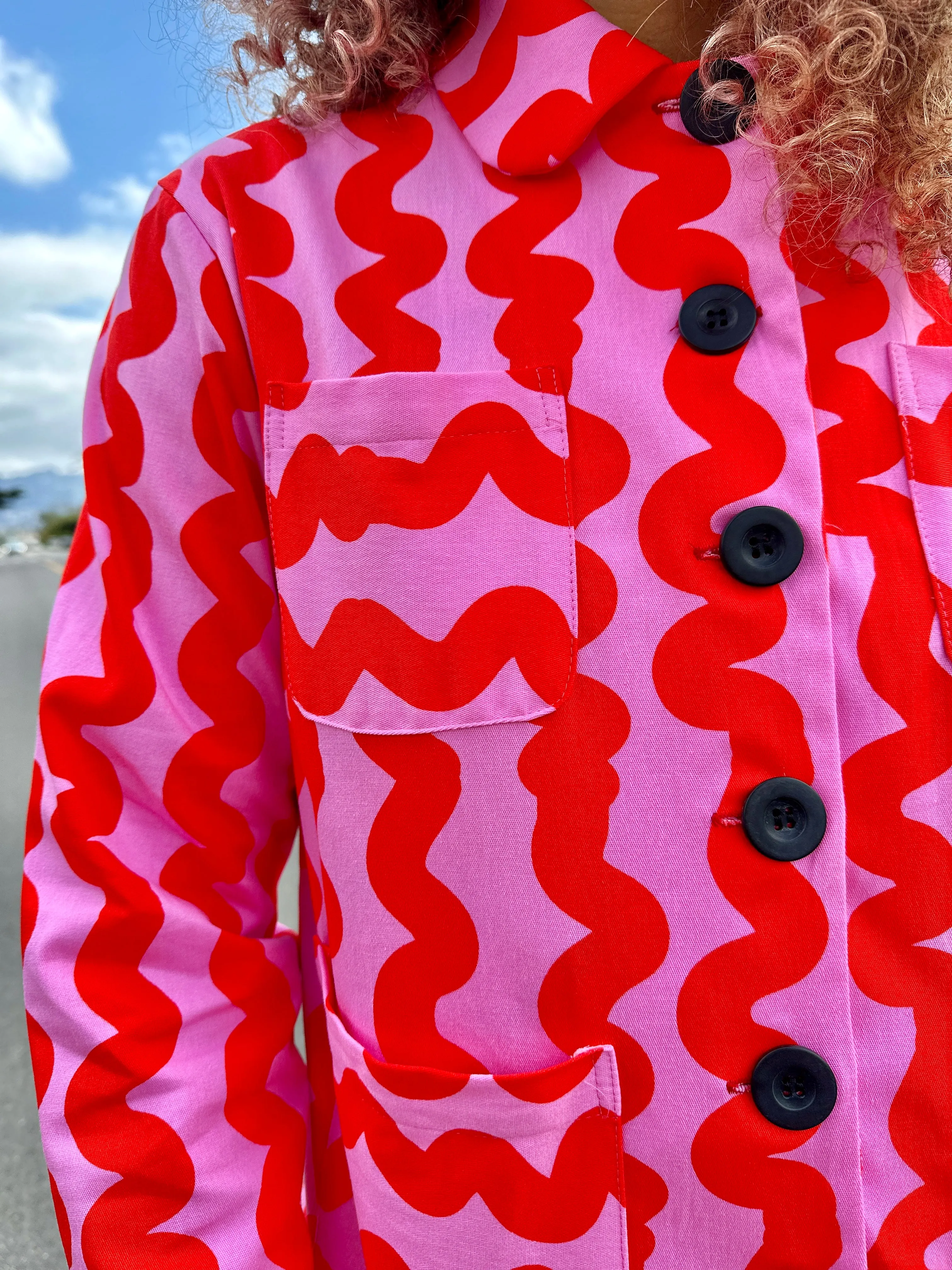 Chore Coat Pink Squiggle