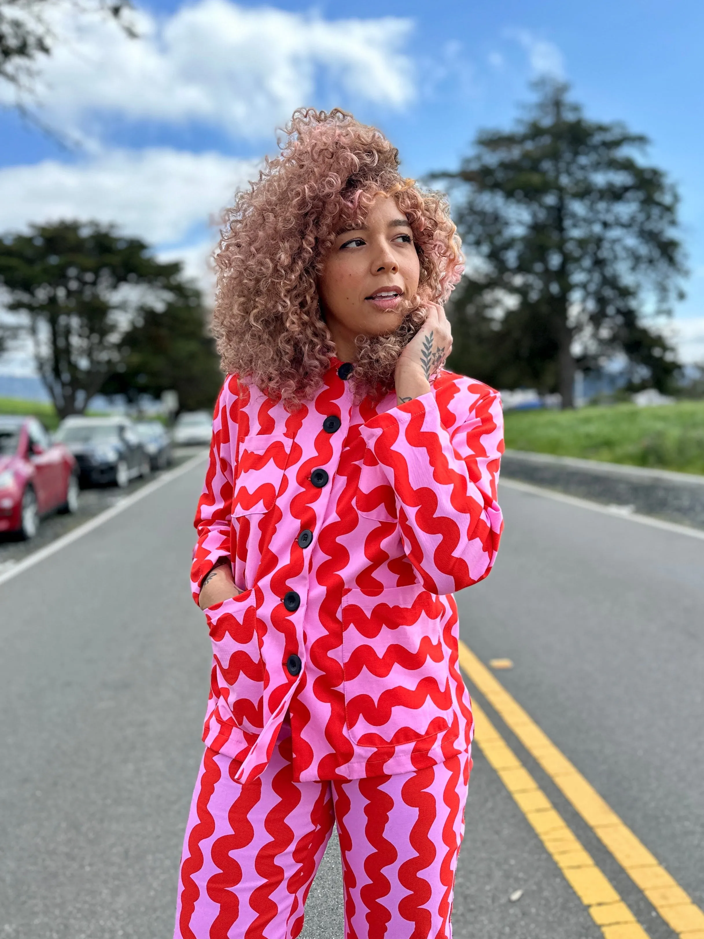 Chore Coat Pink Squiggle