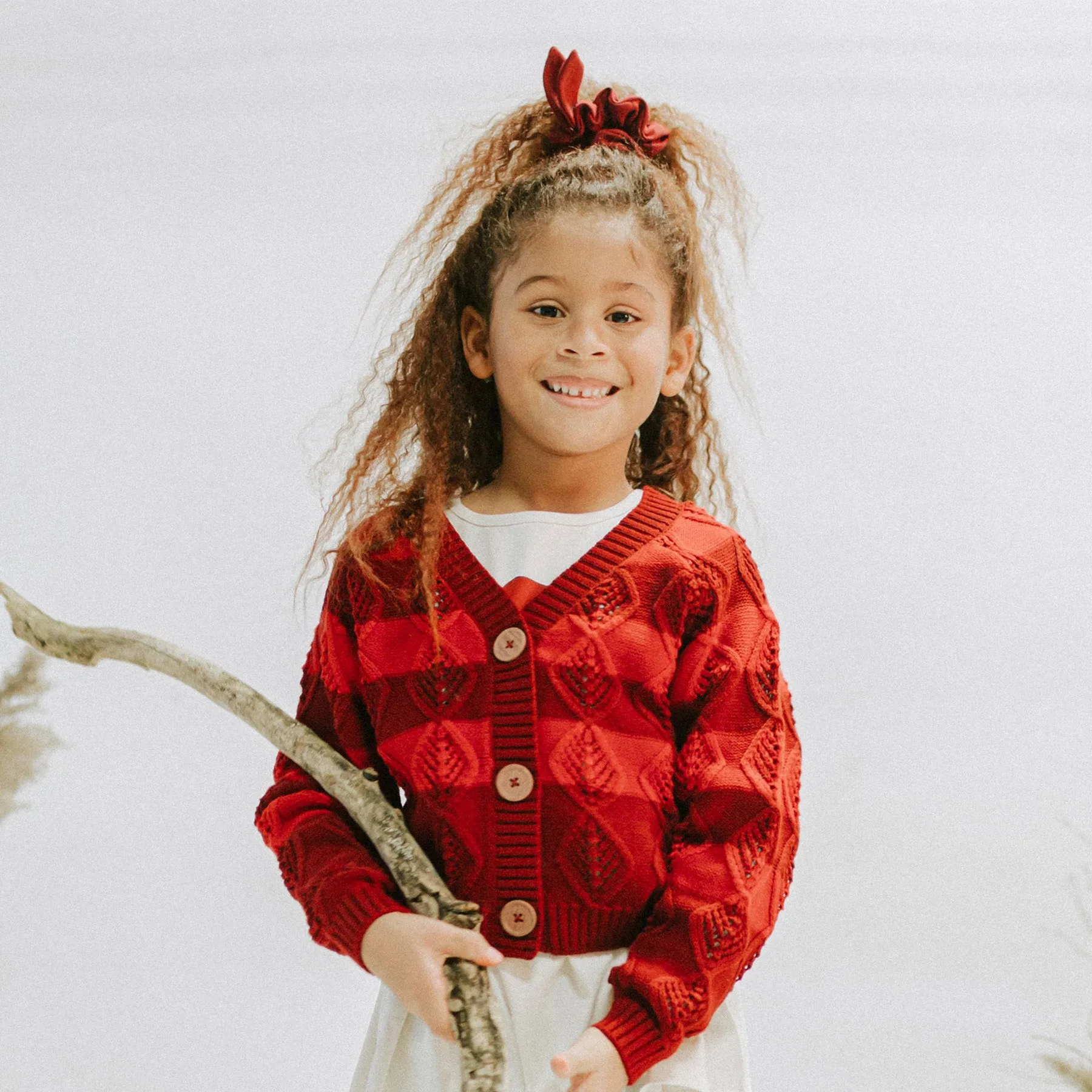 Chouchou rouge en coton français, enfant  || Red scrunchie in French cotton, child