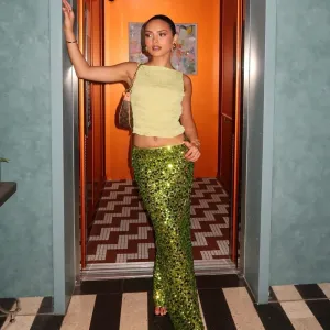Christmas Low Rise Sequin Maxi Skirt