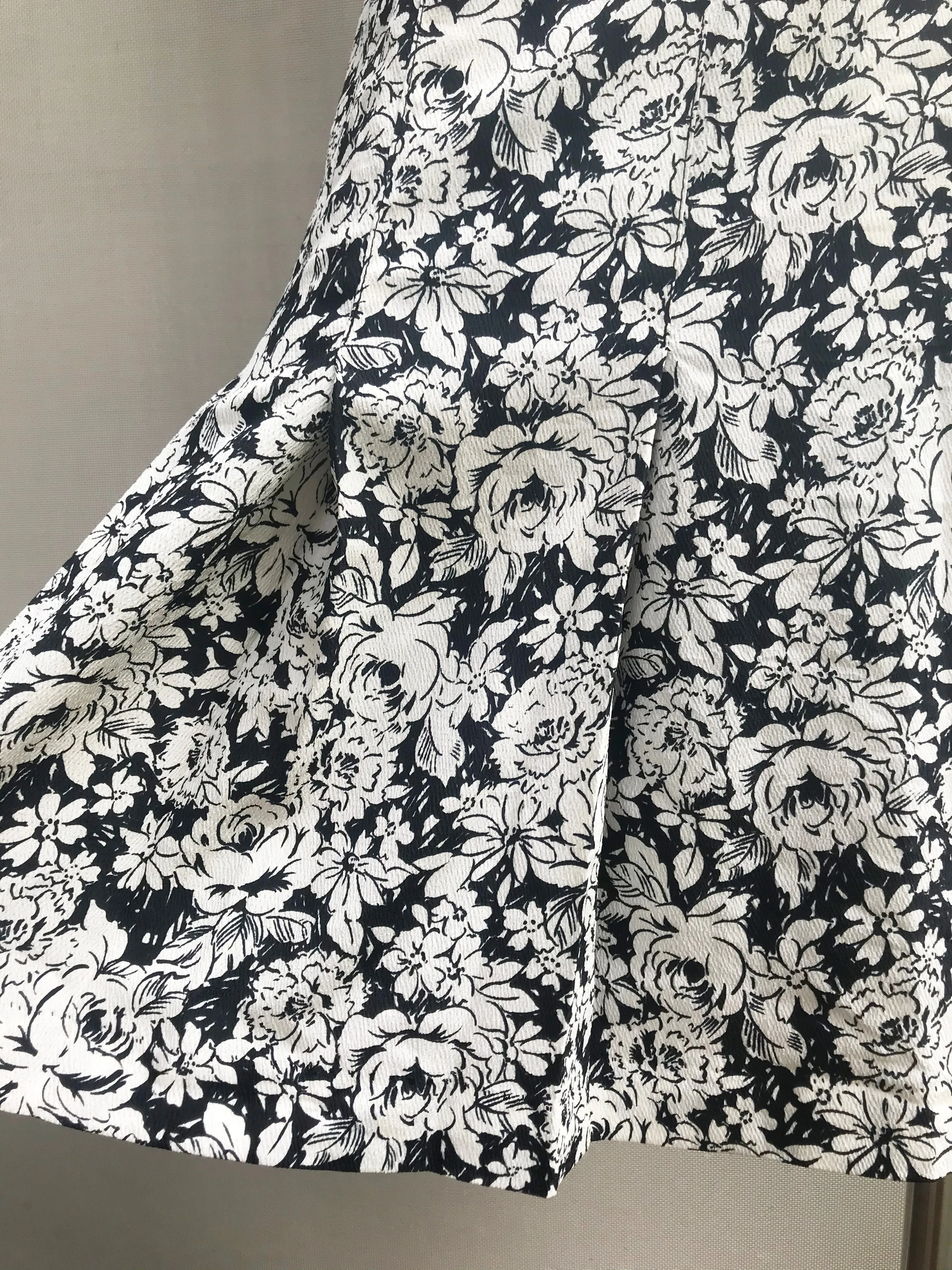 Classic Black & White Floral Skirt
