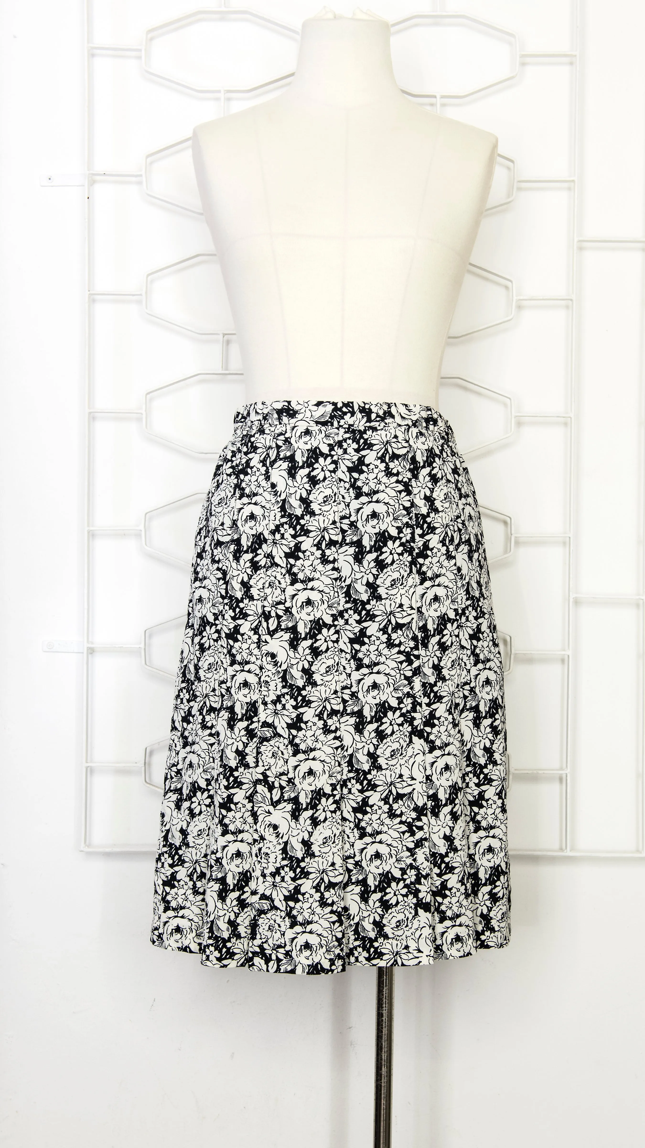 Classic Black & White Floral Skirt