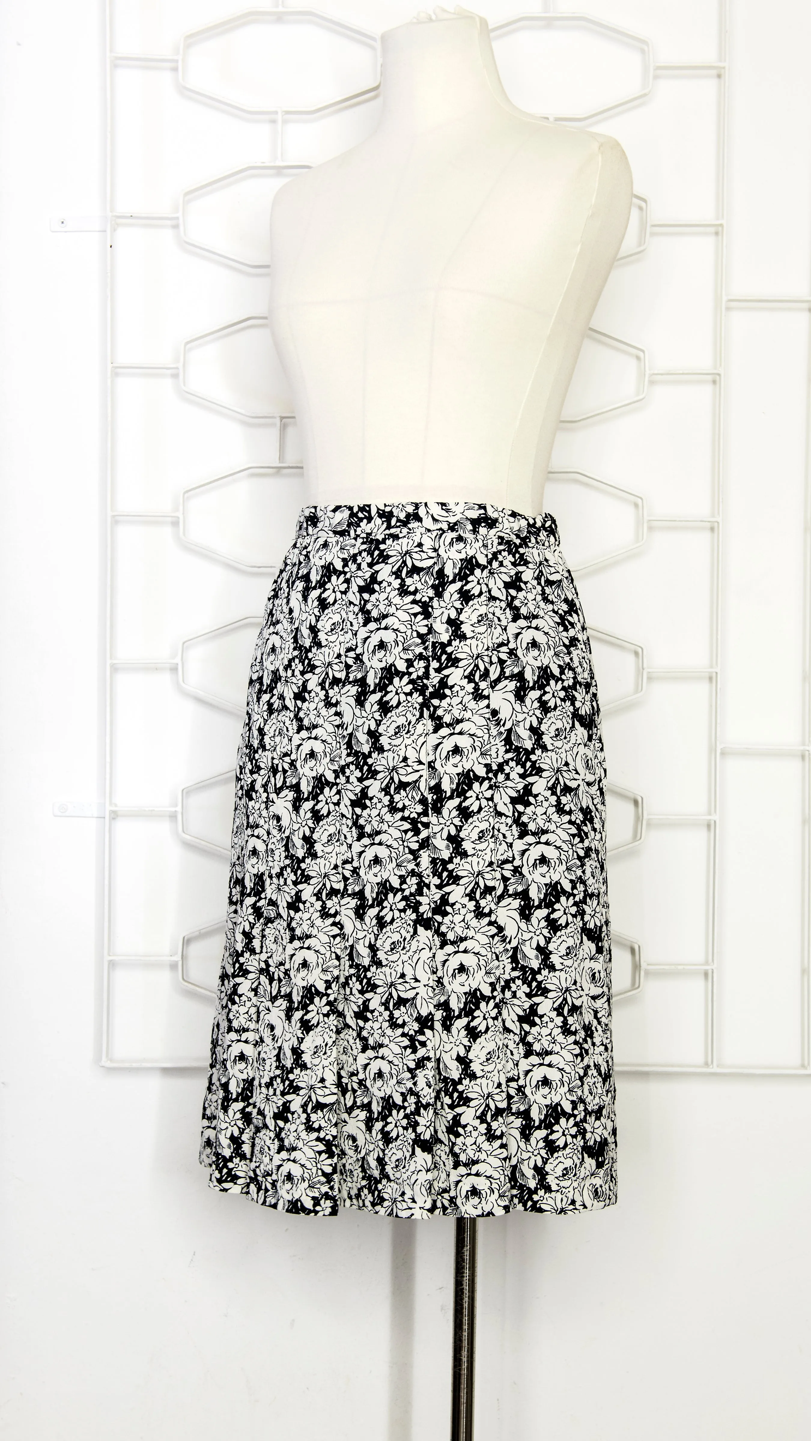 Classic Black & White Floral Skirt