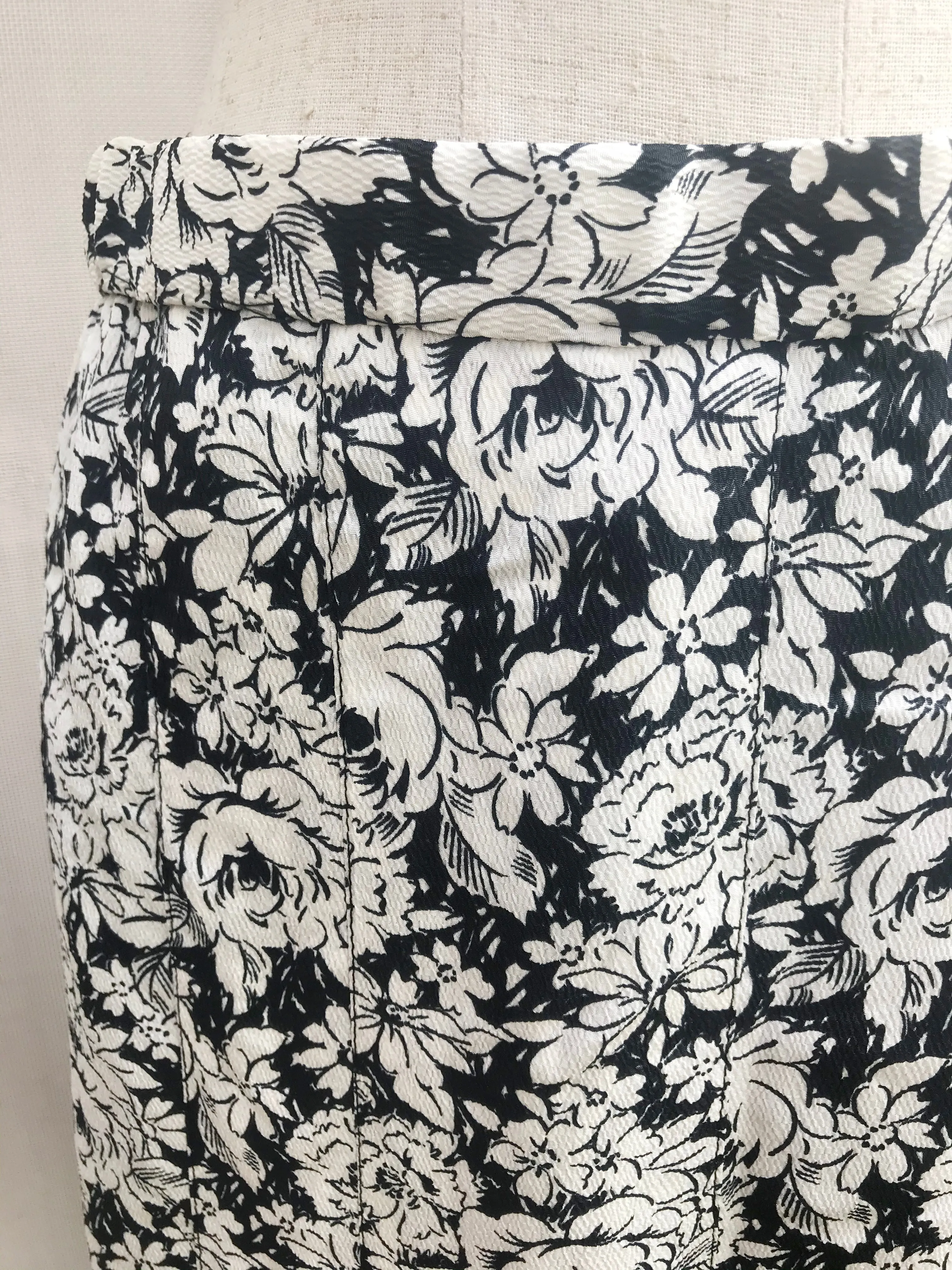 Classic Black & White Floral Skirt