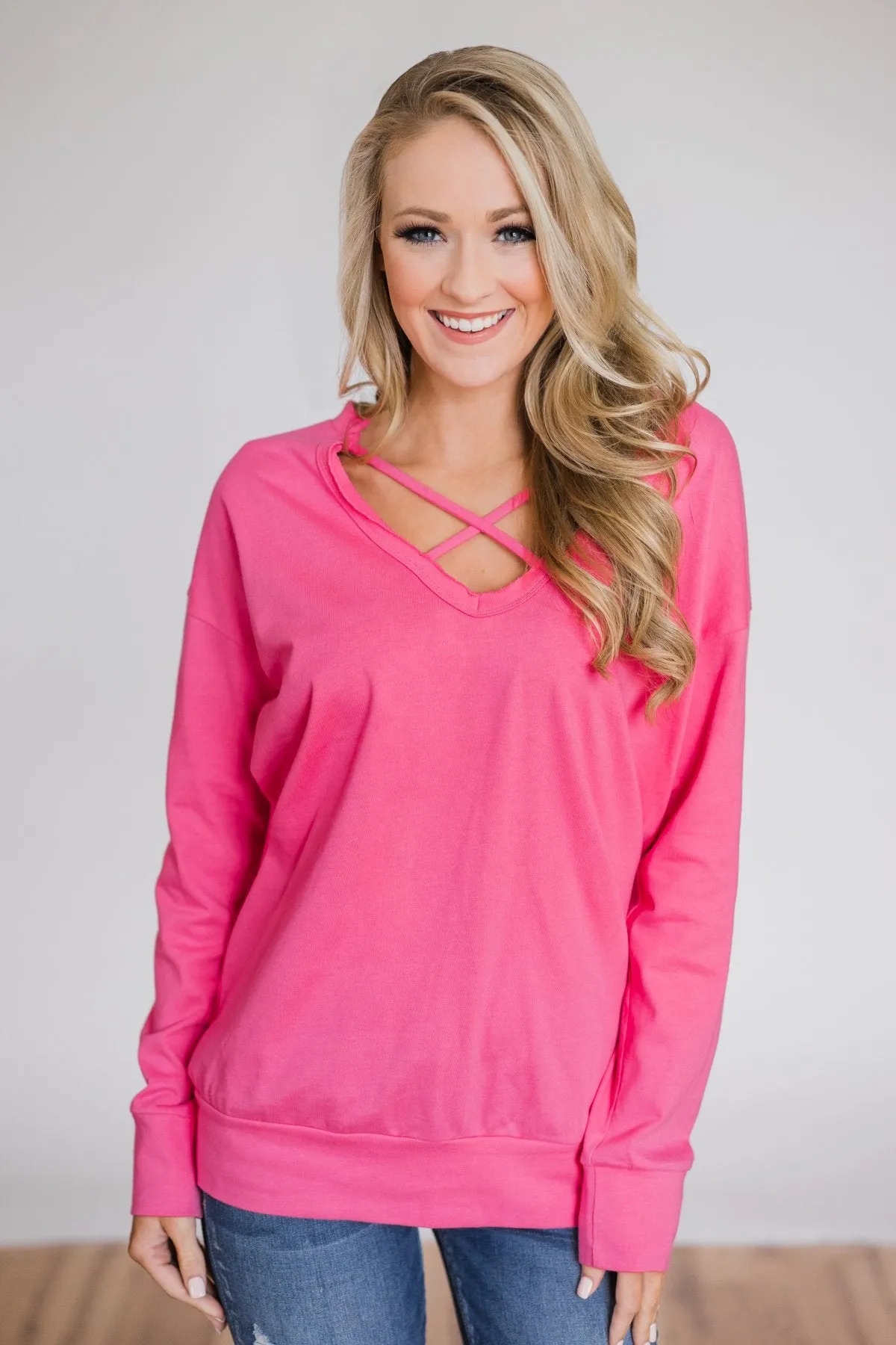 Color Pop Sweatshirt- Bright Pink