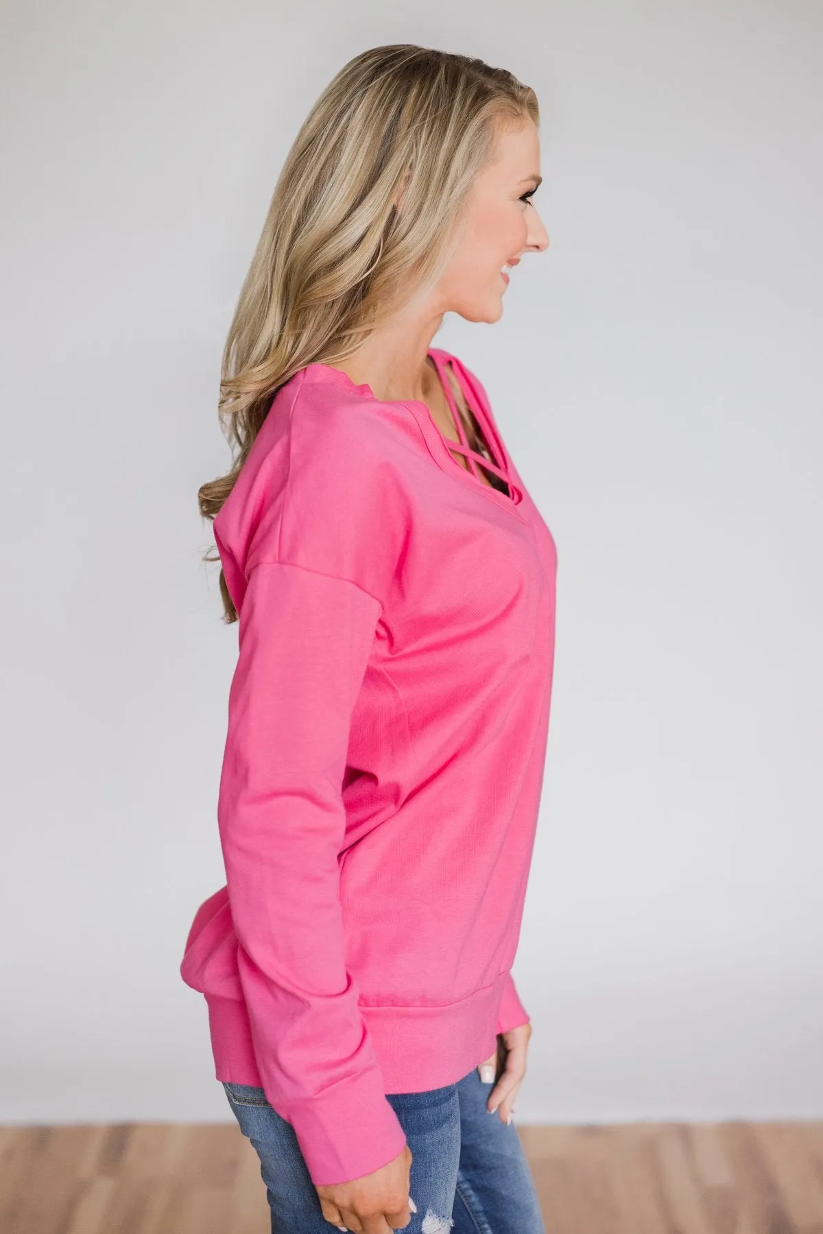 Color Pop Sweatshirt- Bright Pink