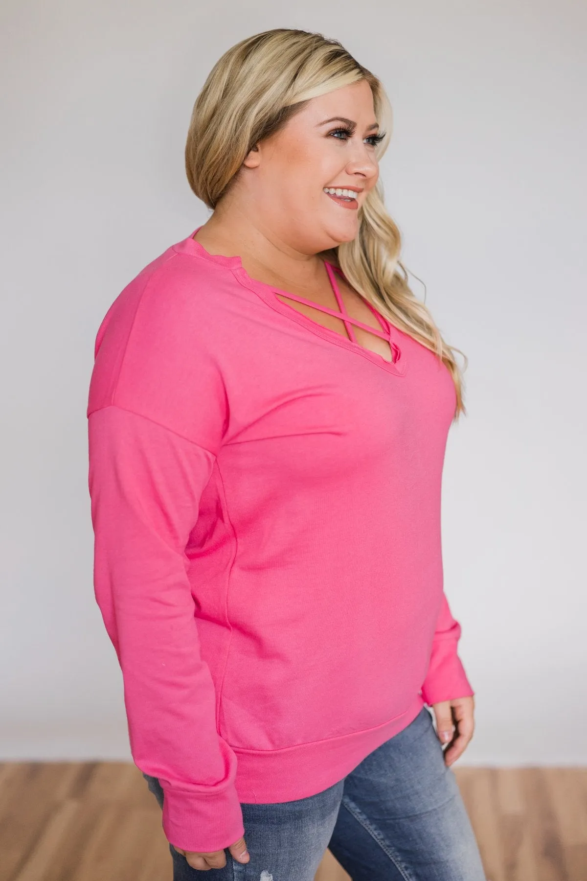 Color Pop Sweatshirt- Bright Pink