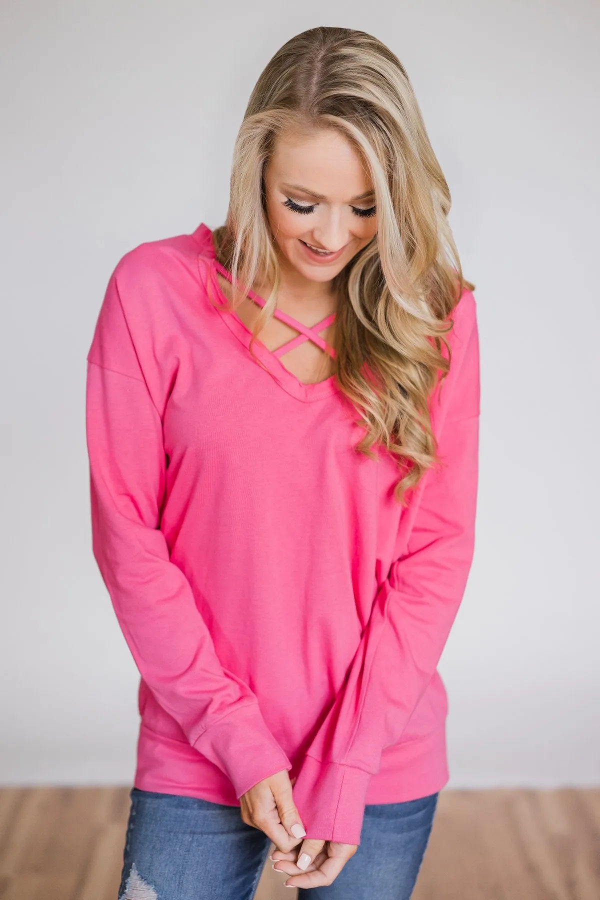 Color Pop Sweatshirt- Bright Pink