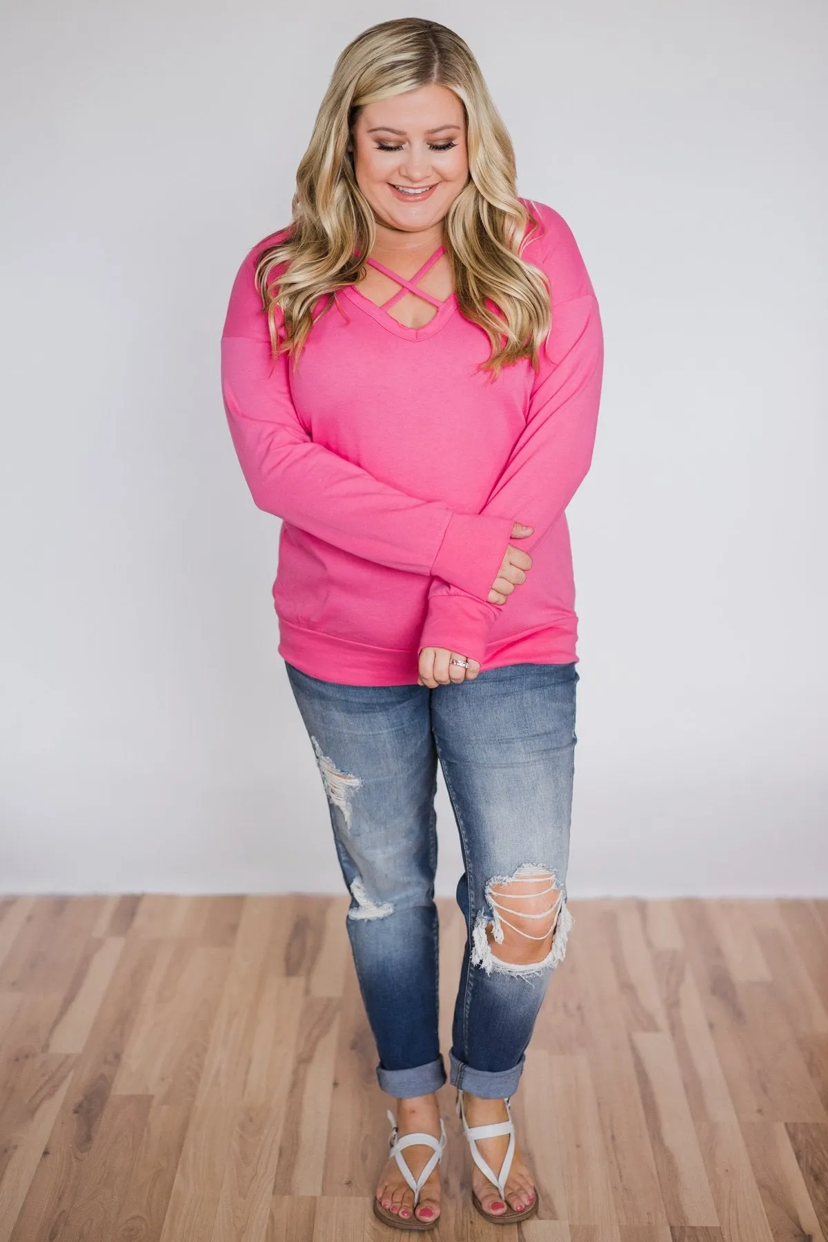 Color Pop Sweatshirt- Bright Pink
