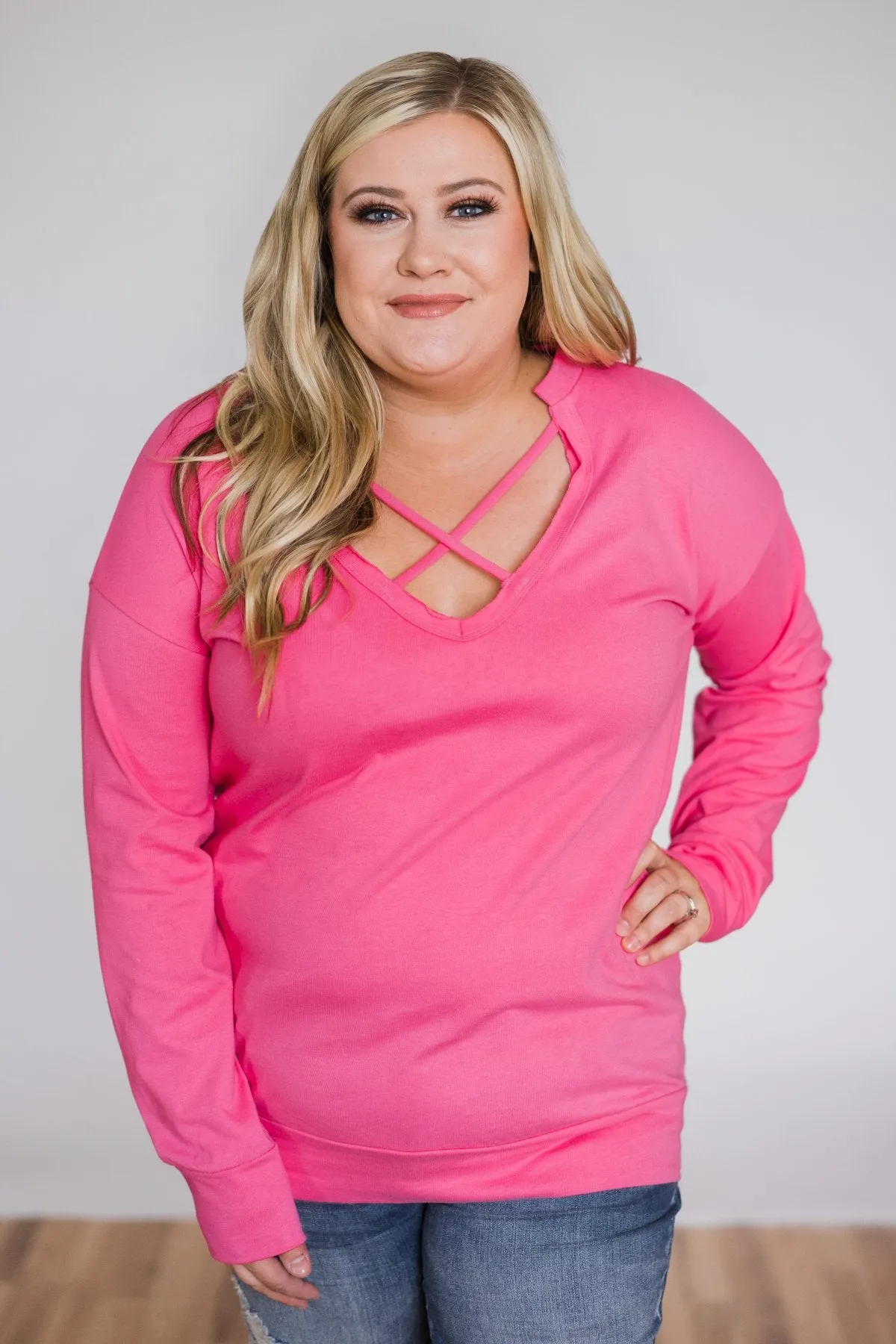 Color Pop Sweatshirt- Bright Pink