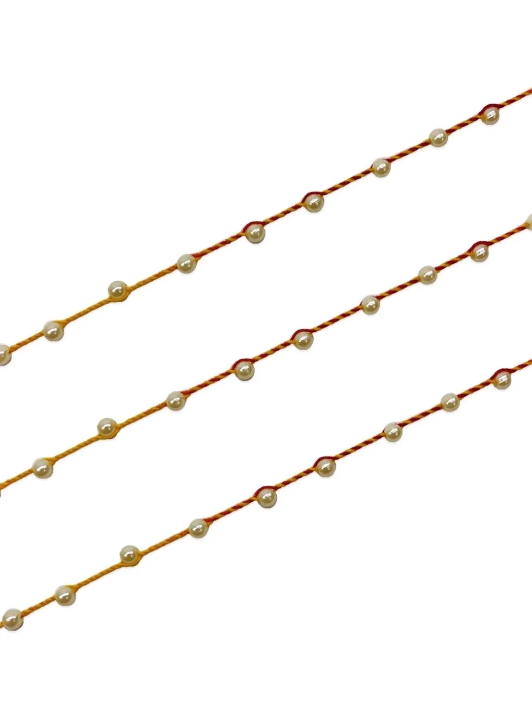 (Combo of 3) Simple Designer Rakhi Pearl Beads Mauli Rakhi Thread For Raksha Bandhan