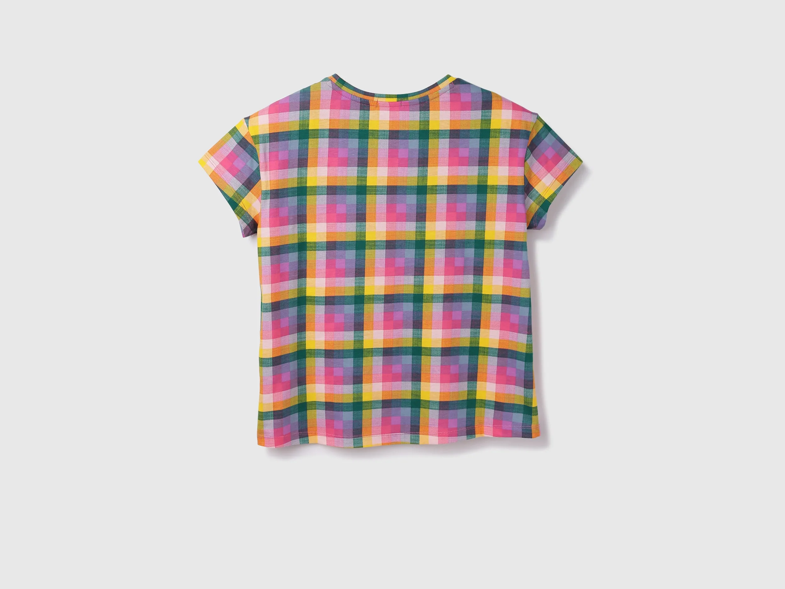 Cotton Checked Round Neck Women Tops