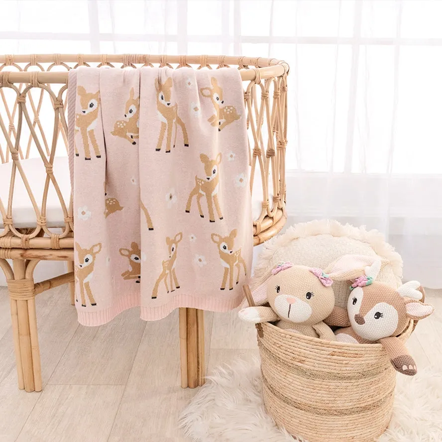 Cotton Knit Baby Blanket - Fawn