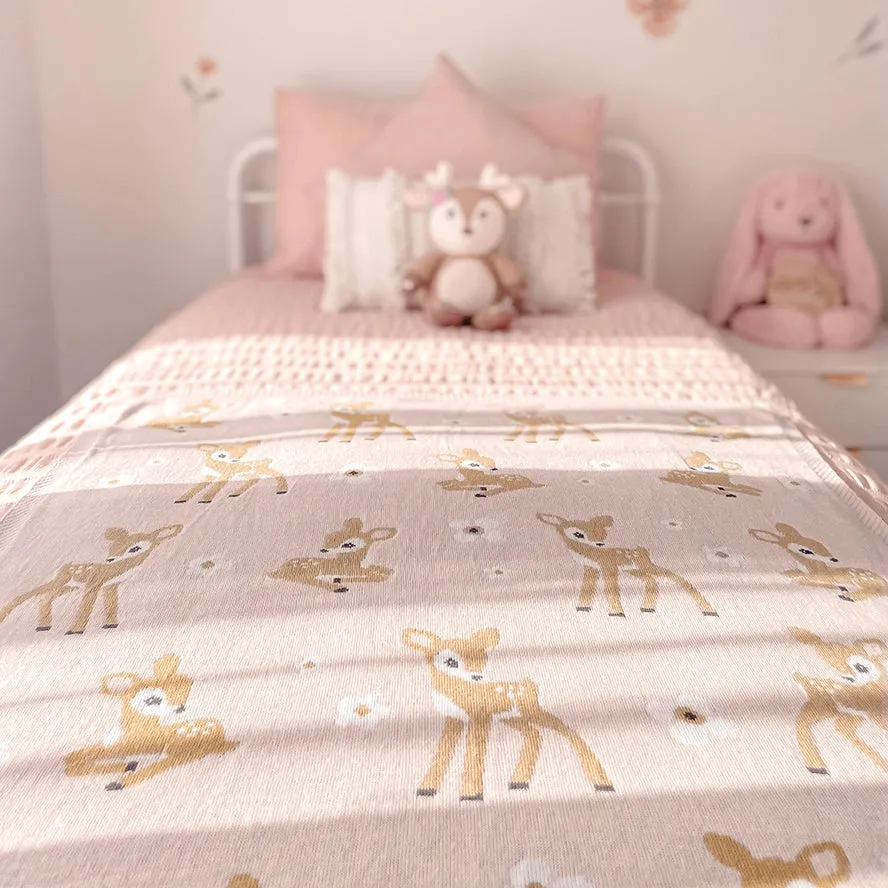 Cotton Knit Baby Blanket - Fawn