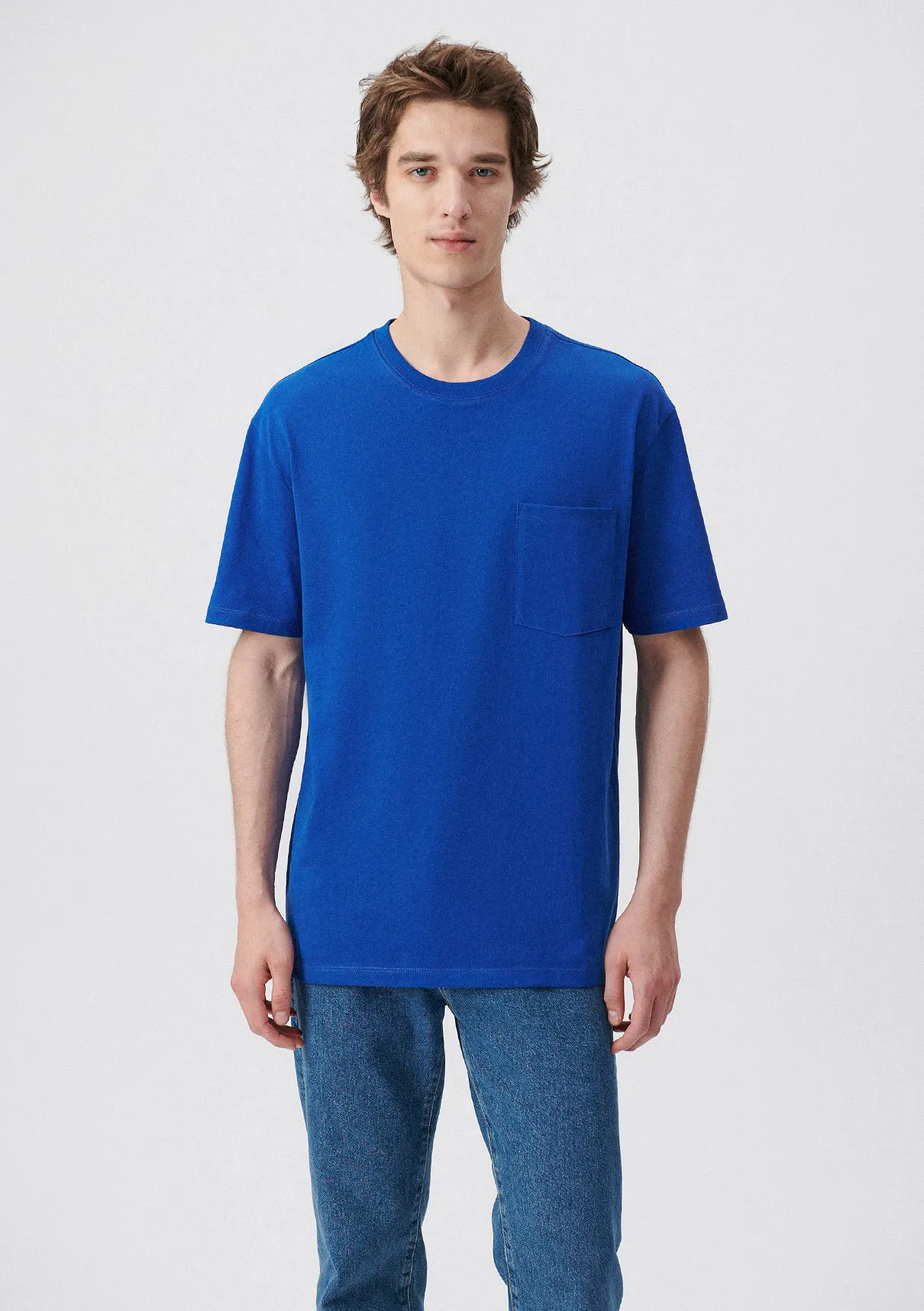 Crew Neck Blue Basic T-Shirt