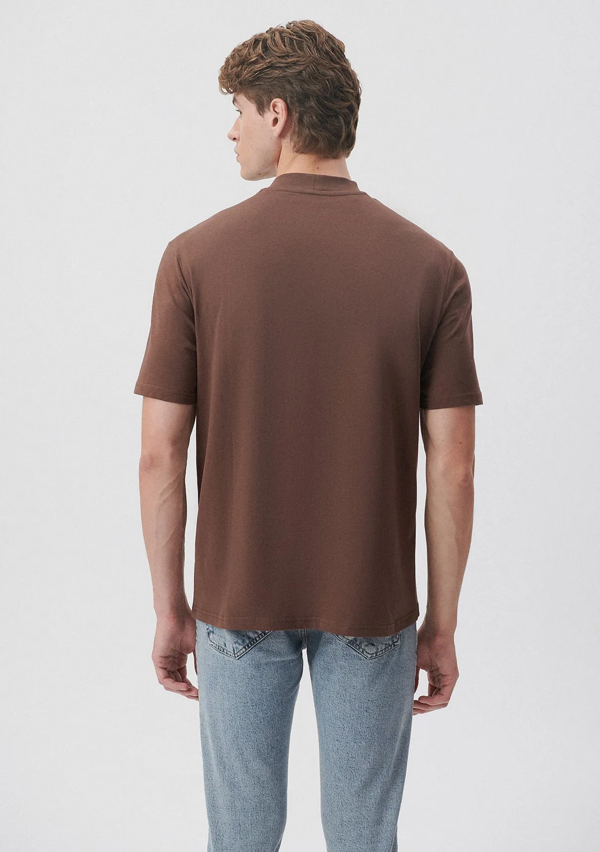 Crew Neck Brown Basic T-Shirt