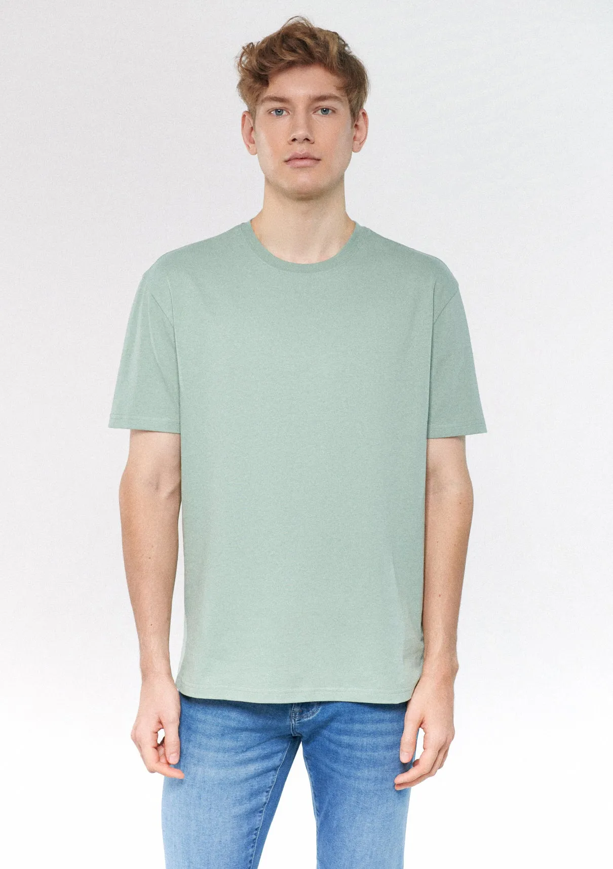 Crew Neck Green Basic T-Shirt