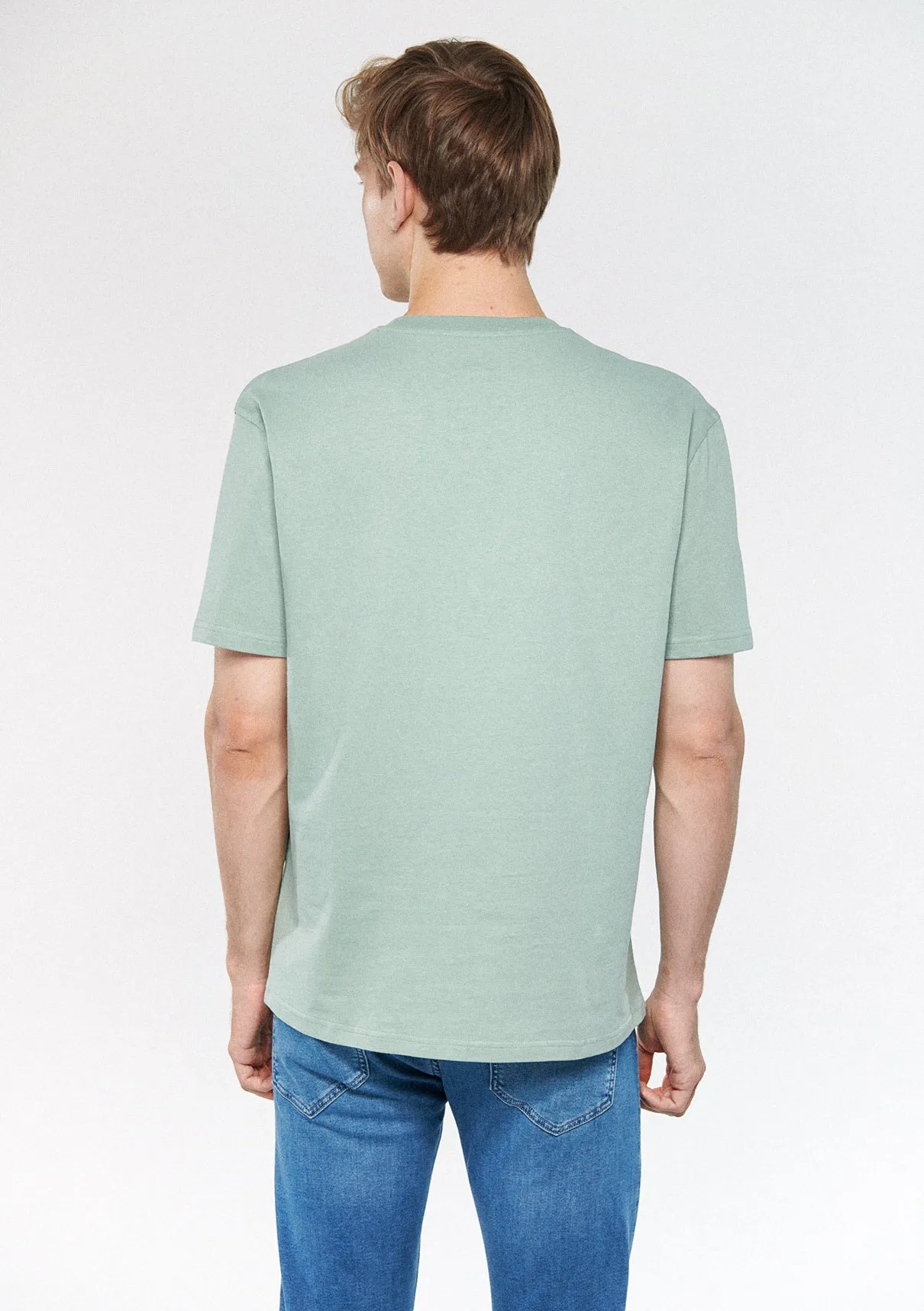 Crew Neck Green Basic T-Shirt