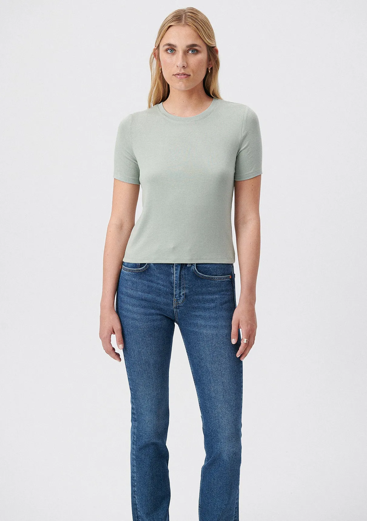 Crew Neck Green Basic T-Shirt