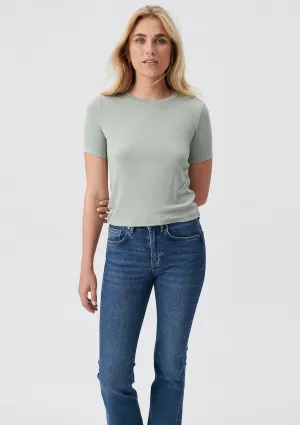 Crew Neck Green Basic T-Shirt