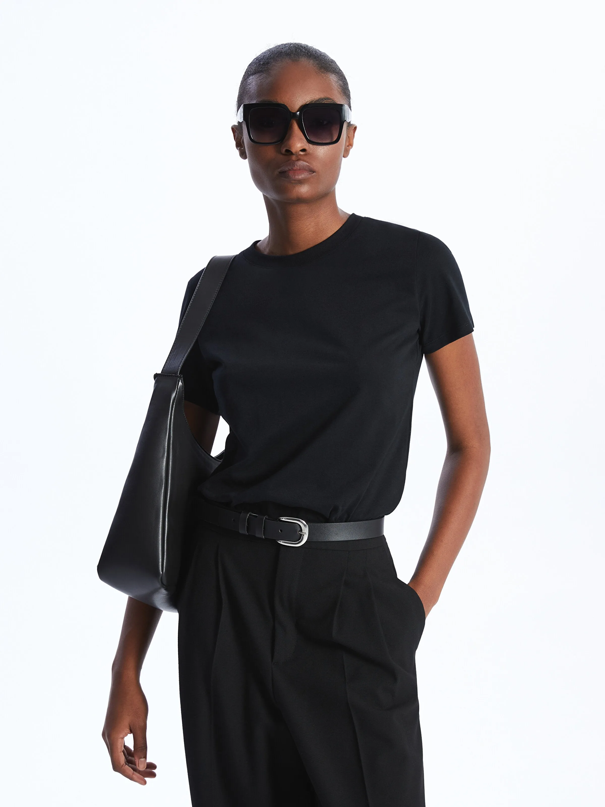 Crew Neck Plain Short Sleeve Women T-Shirt