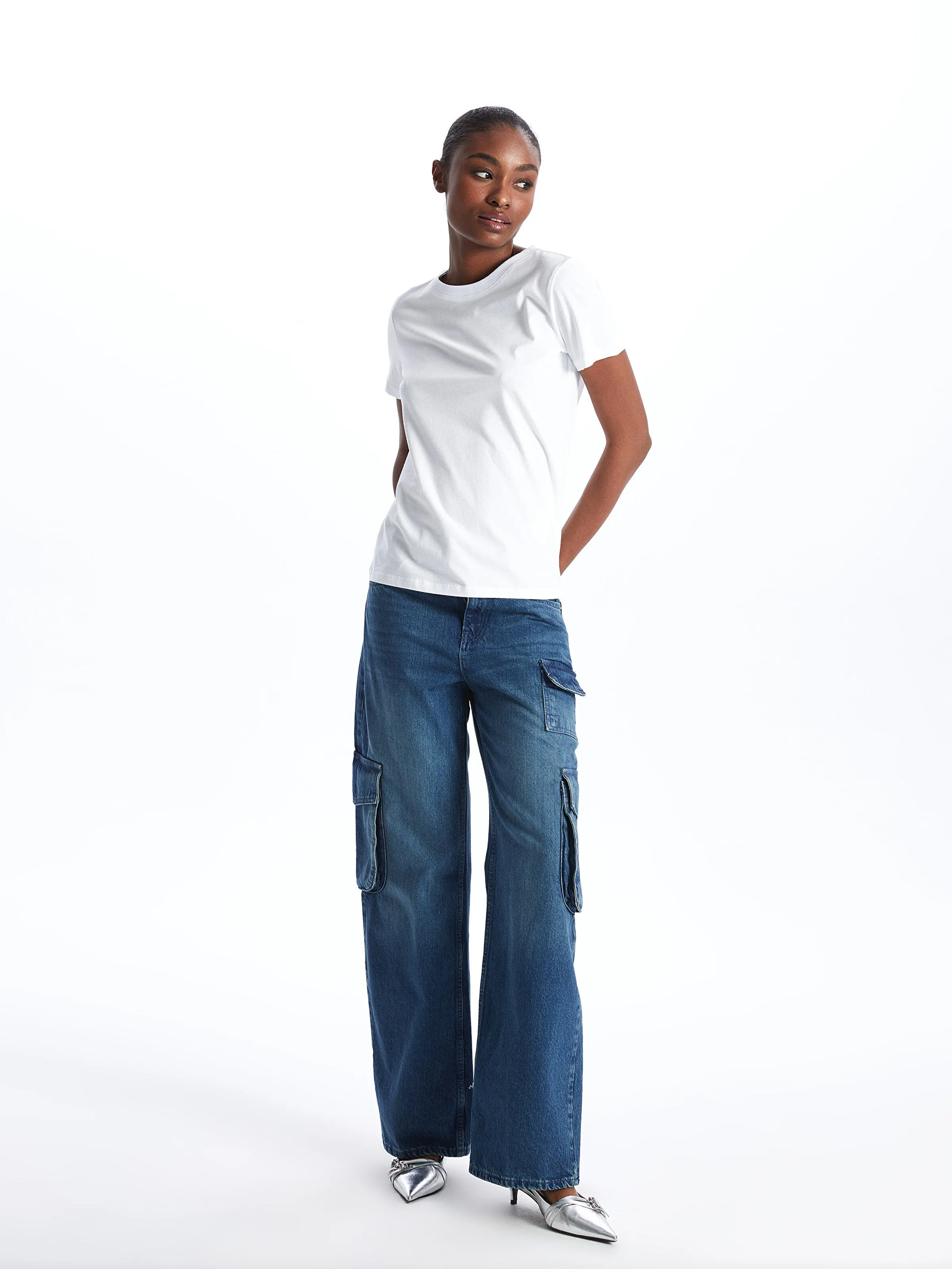Crew Neck Plain Short Sleeve Women T-Shirt
