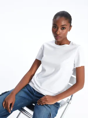 Crew Neck Plain Short Sleeve Women T-Shirt