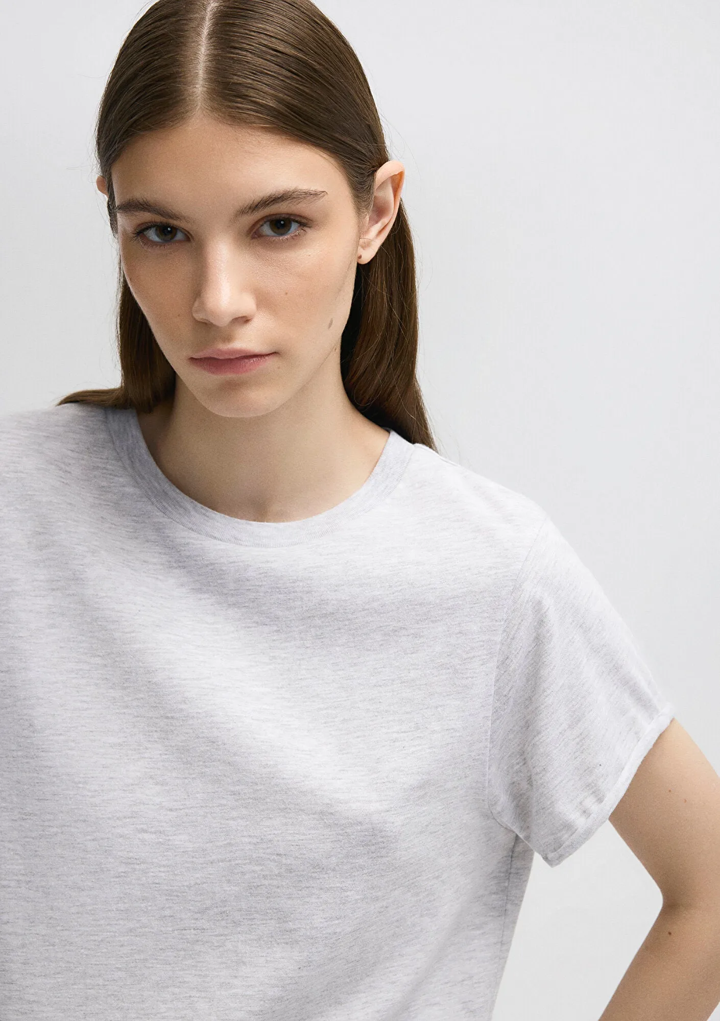 Crop Grey Basic T-Shirt