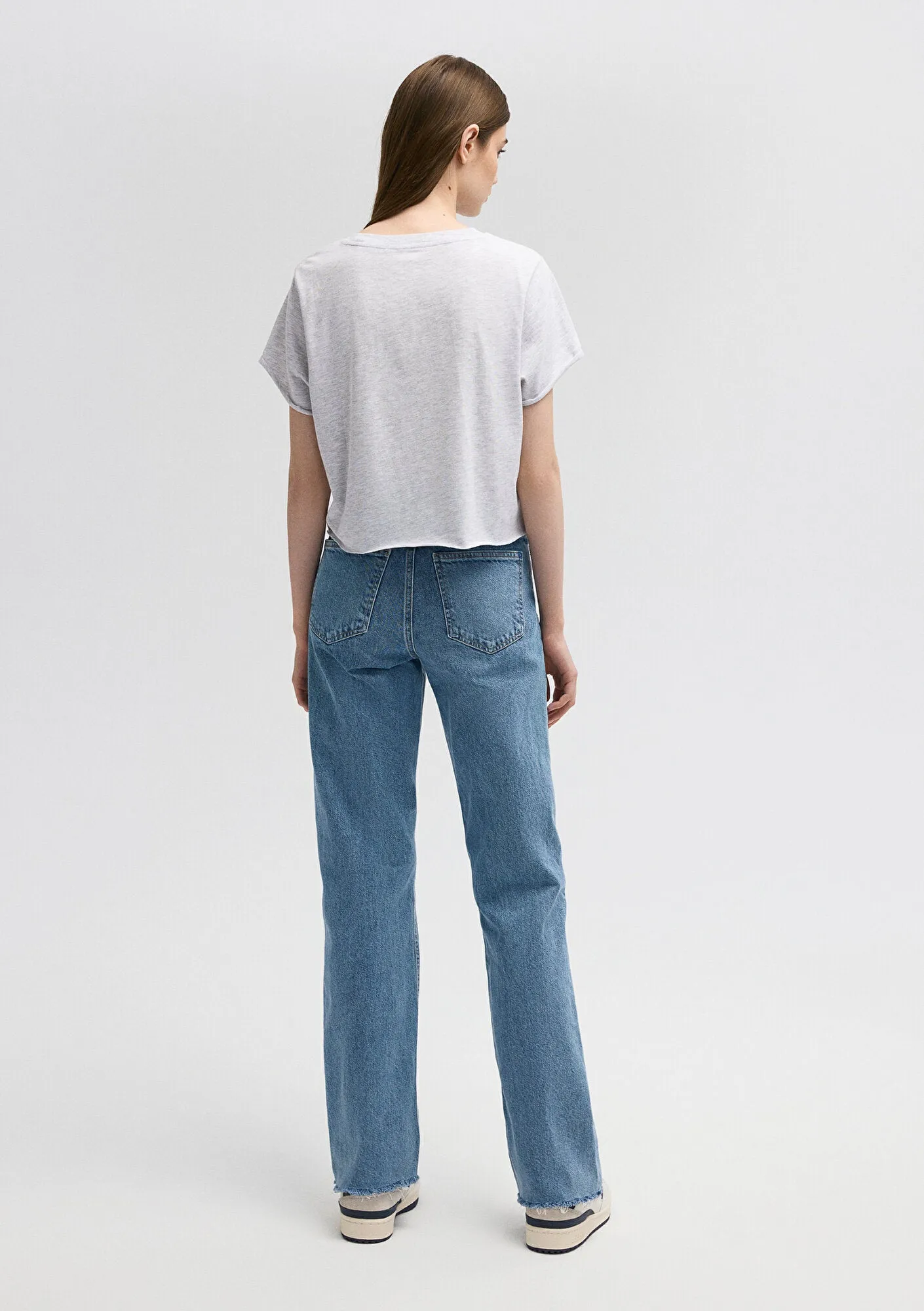 Crop Grey Basic T-Shirt