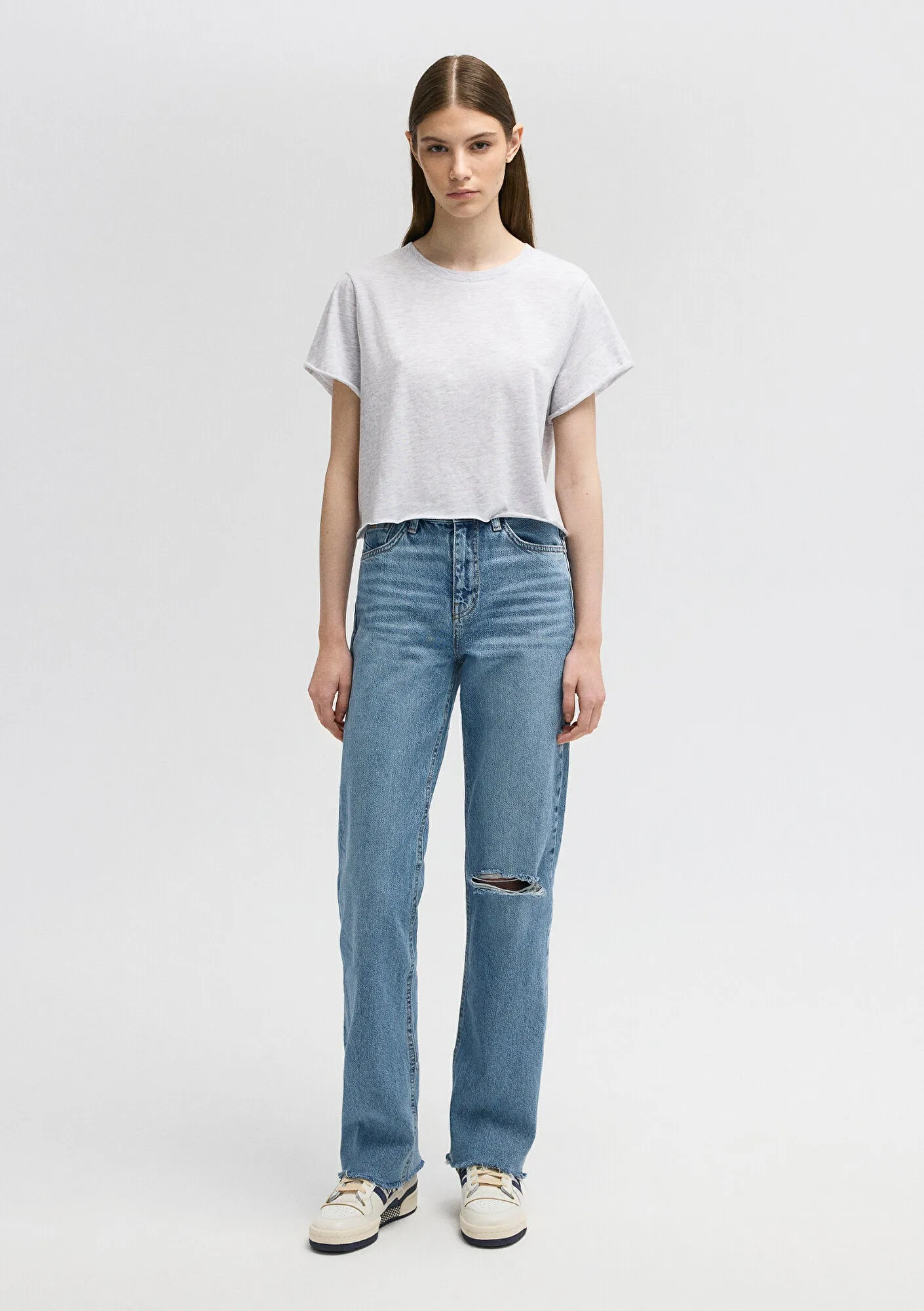 Crop Grey Basic T-Shirt