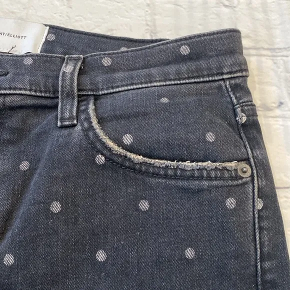 Current/Elliott The East Stilletto with rolled hem, black polka dot