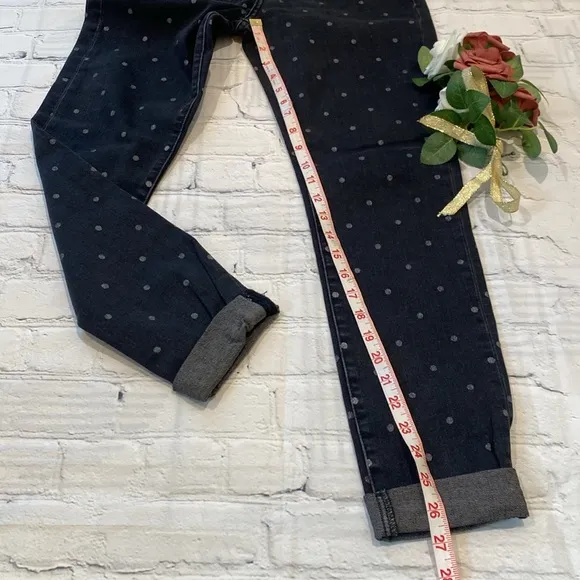 Current/Elliott The East Stilletto with rolled hem, black polka dot