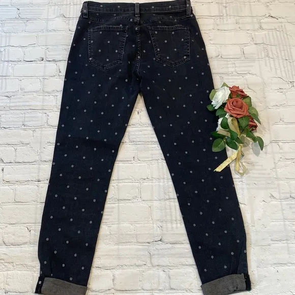 Current/Elliott The East Stilletto with rolled hem, black polka dot