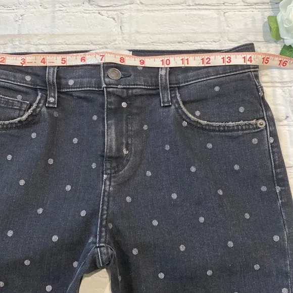 Current/Elliott The East Stilletto with rolled hem, black polka dot