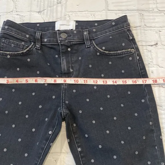 Current/Elliott The East Stilletto with rolled hem, black polka dot