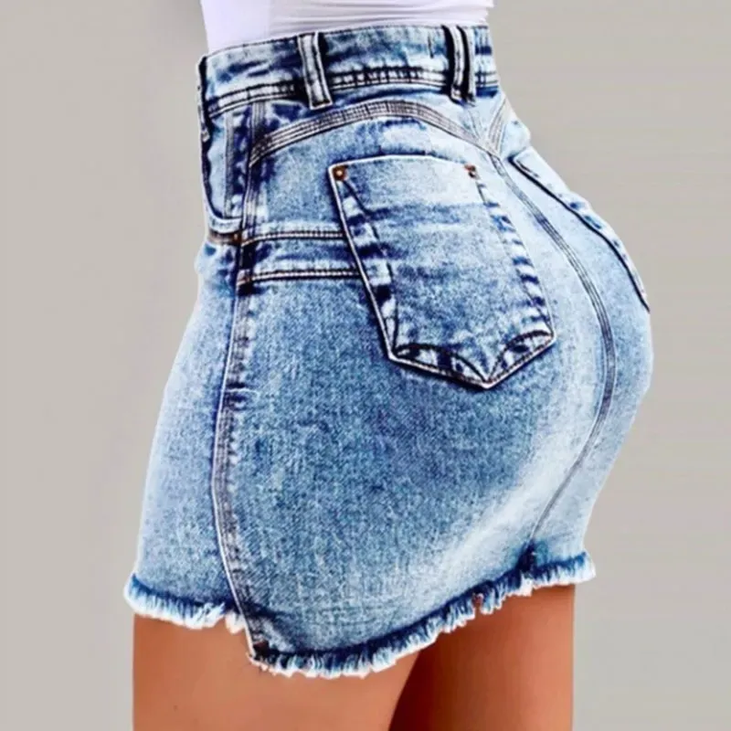 Curve Appeal High-Waist Denim Mini Skirt
