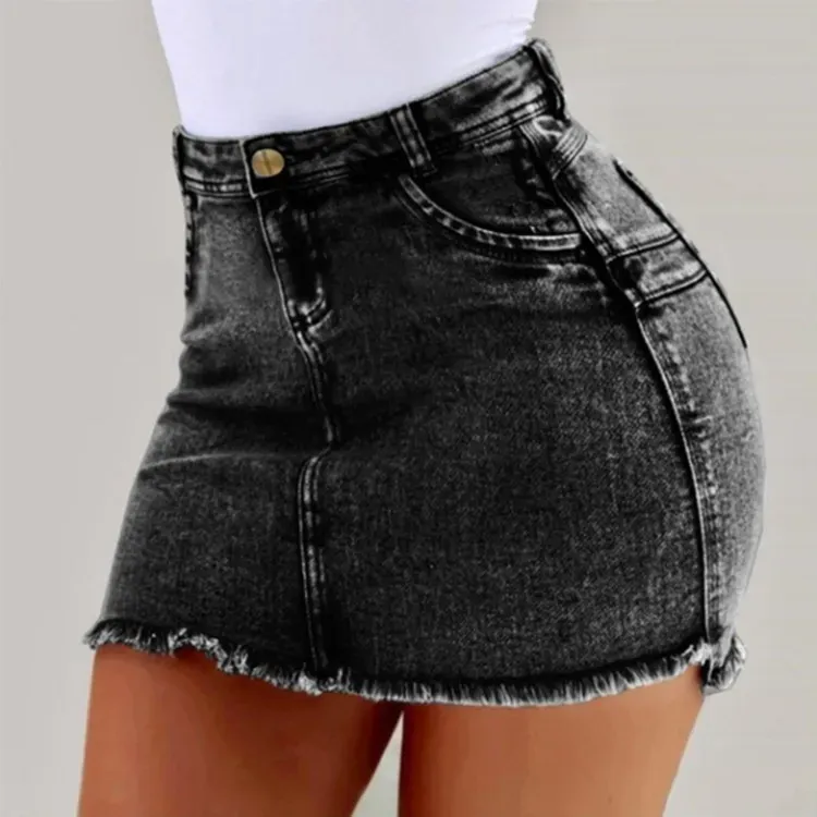 Curve Appeal High-Waist Denim Mini Skirt